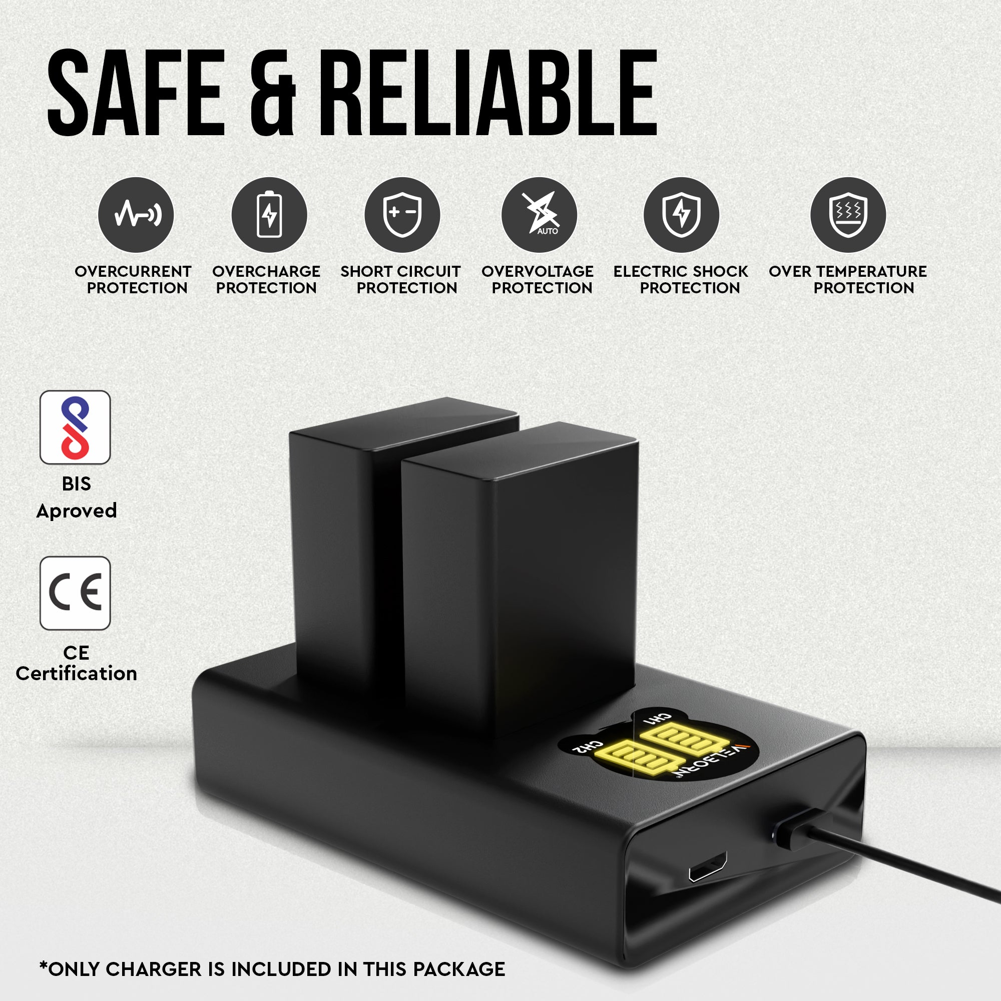 Welborn EN-EL25 Dual Camera Battery Charger with LCD Display, USB Powered Charger Compatible with Nikon Z50, Z30, Zfc Mirrorless Cameras