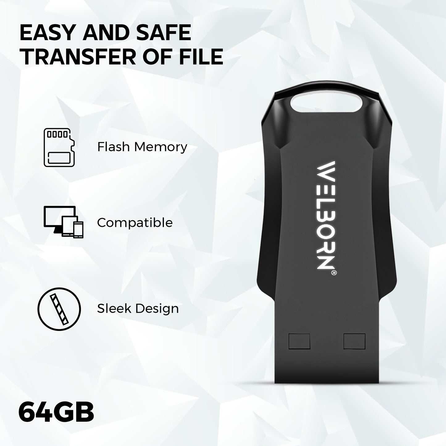 Welborn Plastic Pen Drive 2.0 – Portable Flash Drive for Laptop & Smart TV