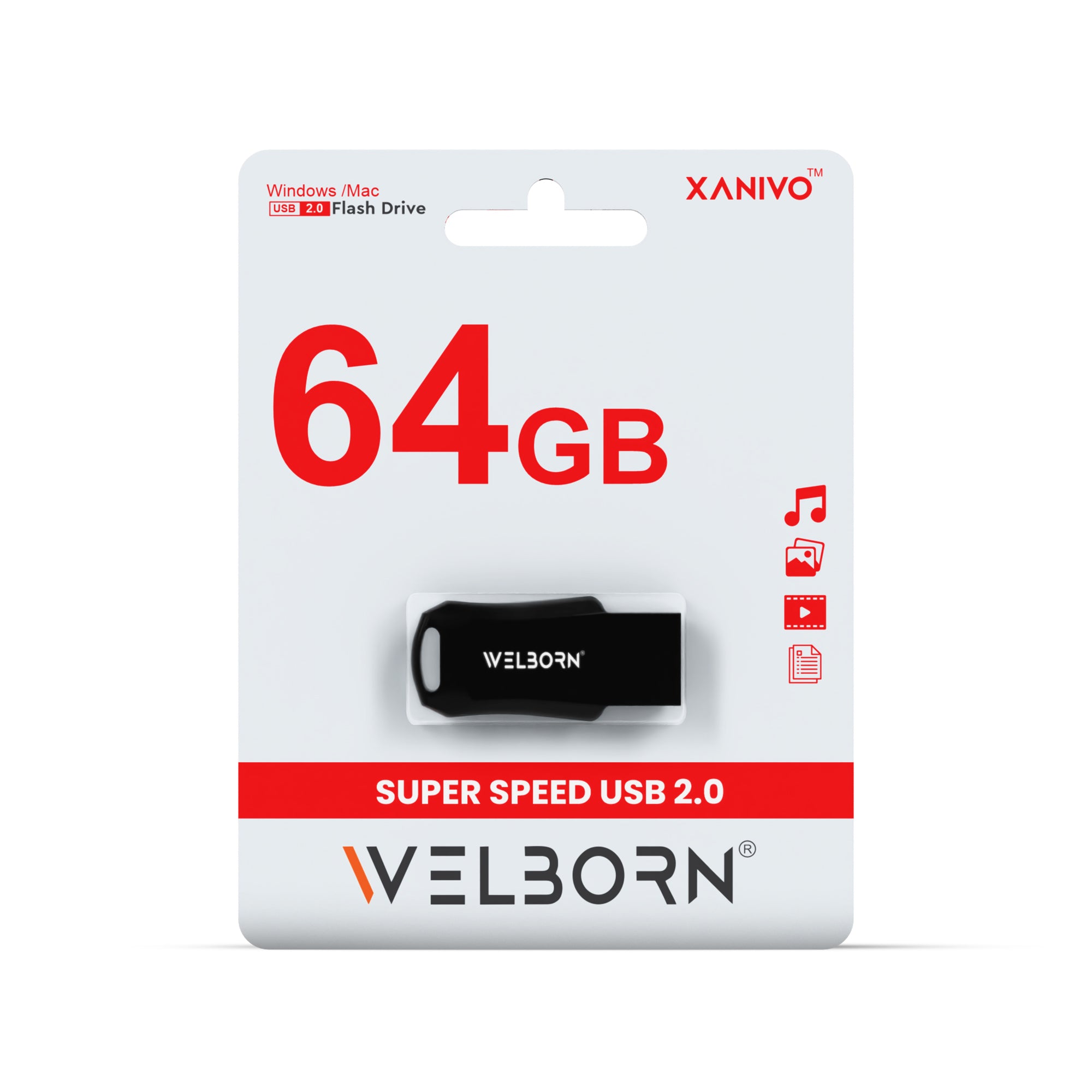 Welborn Plastic Pen Drive 2.0 – Portable Flash Drive for Laptop & Smart TV