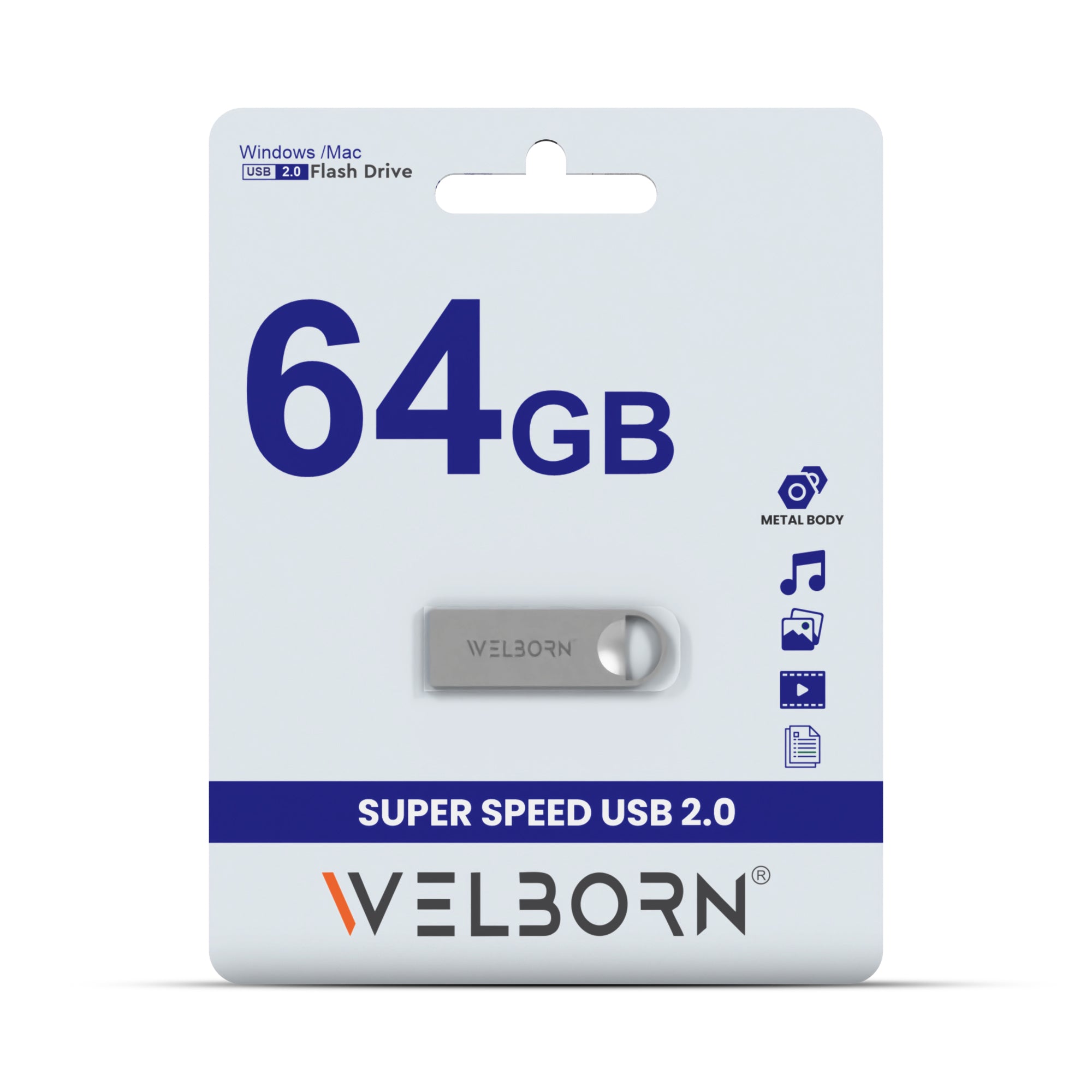 Welborn Metal USB 2.0 Pen Drive – Magnetic, X-Ray/Temperature Resistant, for Smartphones, Tablets, Laptops & Mac