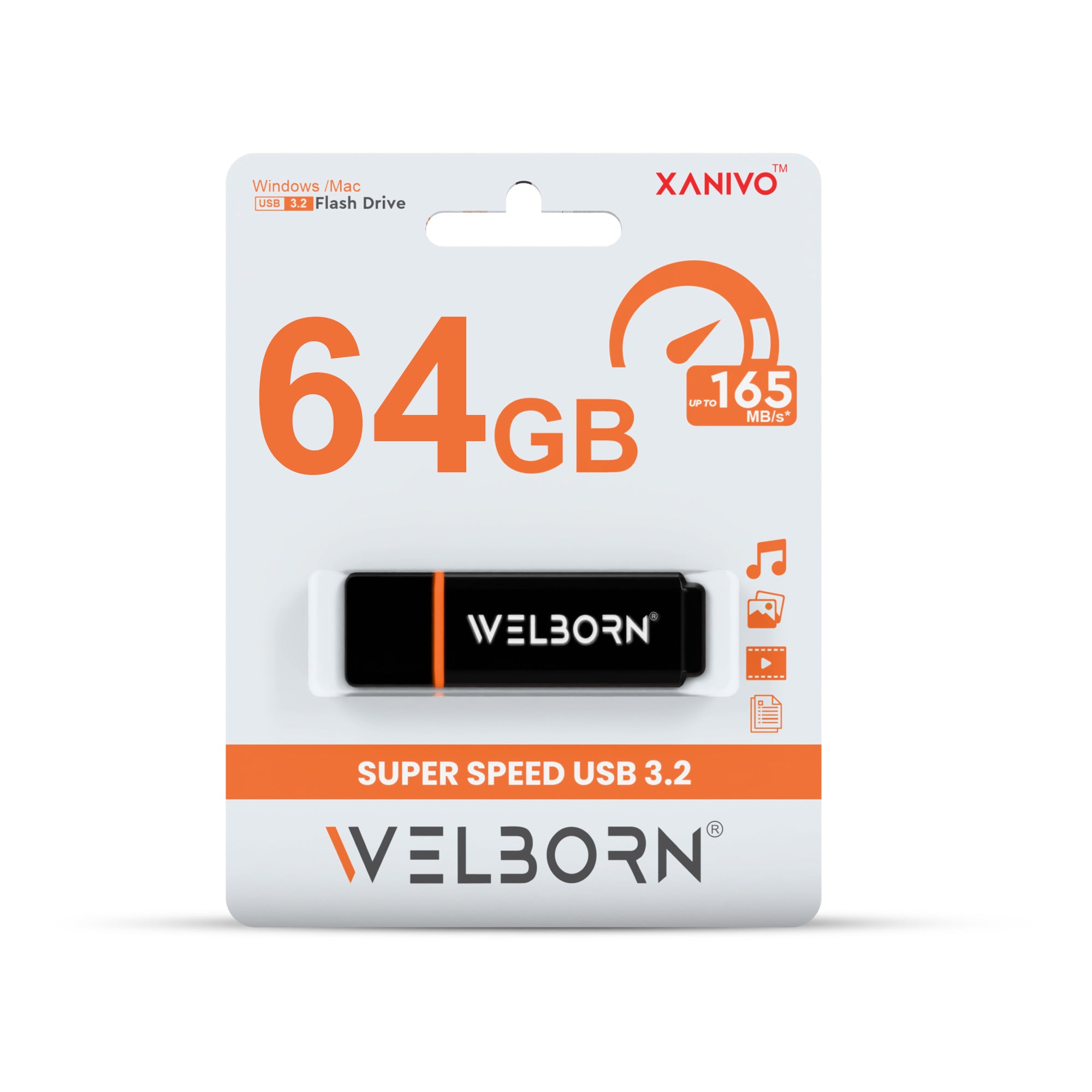 Welborn Pen Drive 3.2 Gen 1 – High-Speed Portable Flash Drive for Laptop, PC, Smart TV & Car Audio