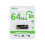 Welborn USB 3.2 Gen 1 Metal Flash Drive – Fast Transfer Speed, Magnetic Body, Temperature/X-Ray Protection, for Phone, Tablet & Laptop