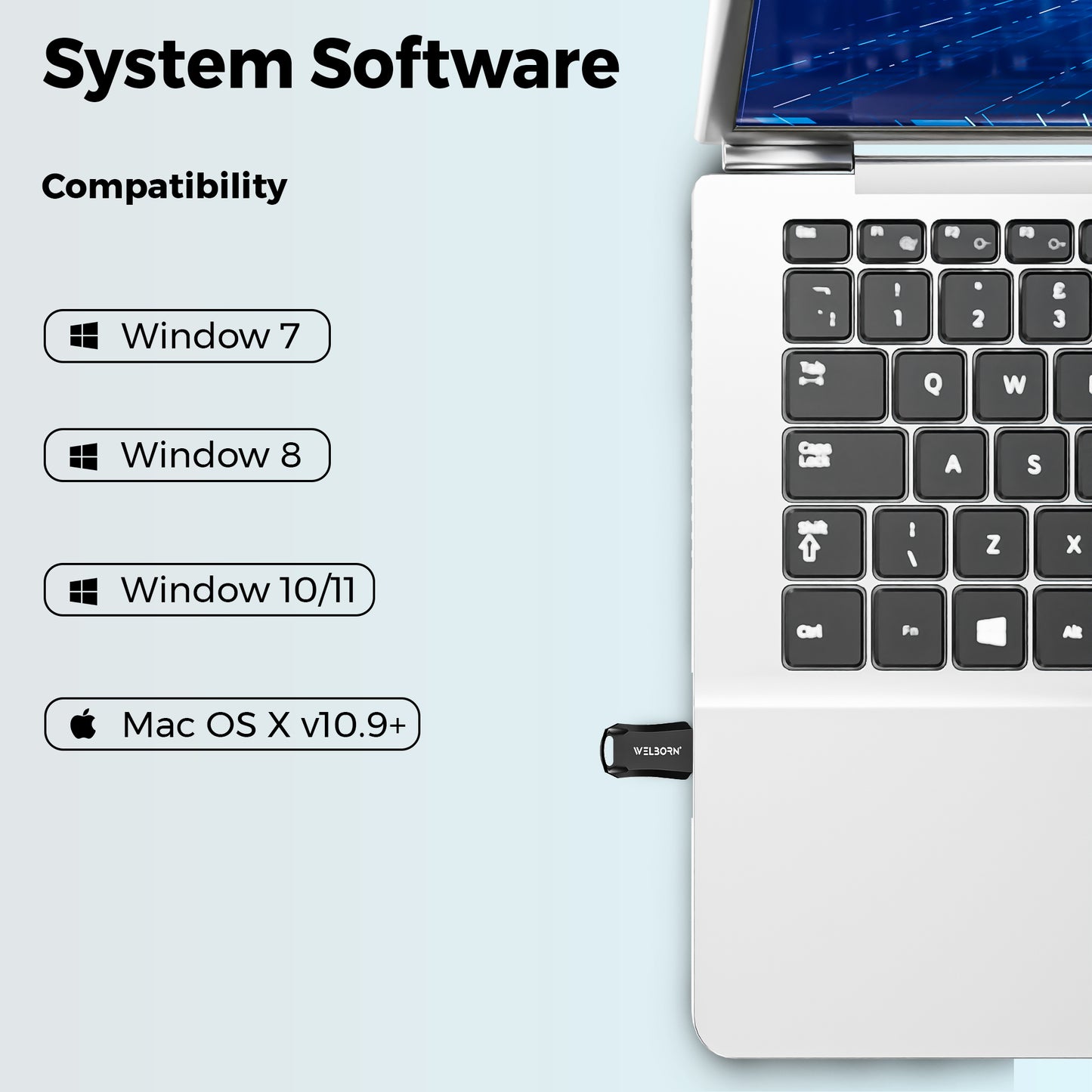 Welborn Plastic Pen Drive 2.0 – Portable Flash Drive for Laptop & Smart TV