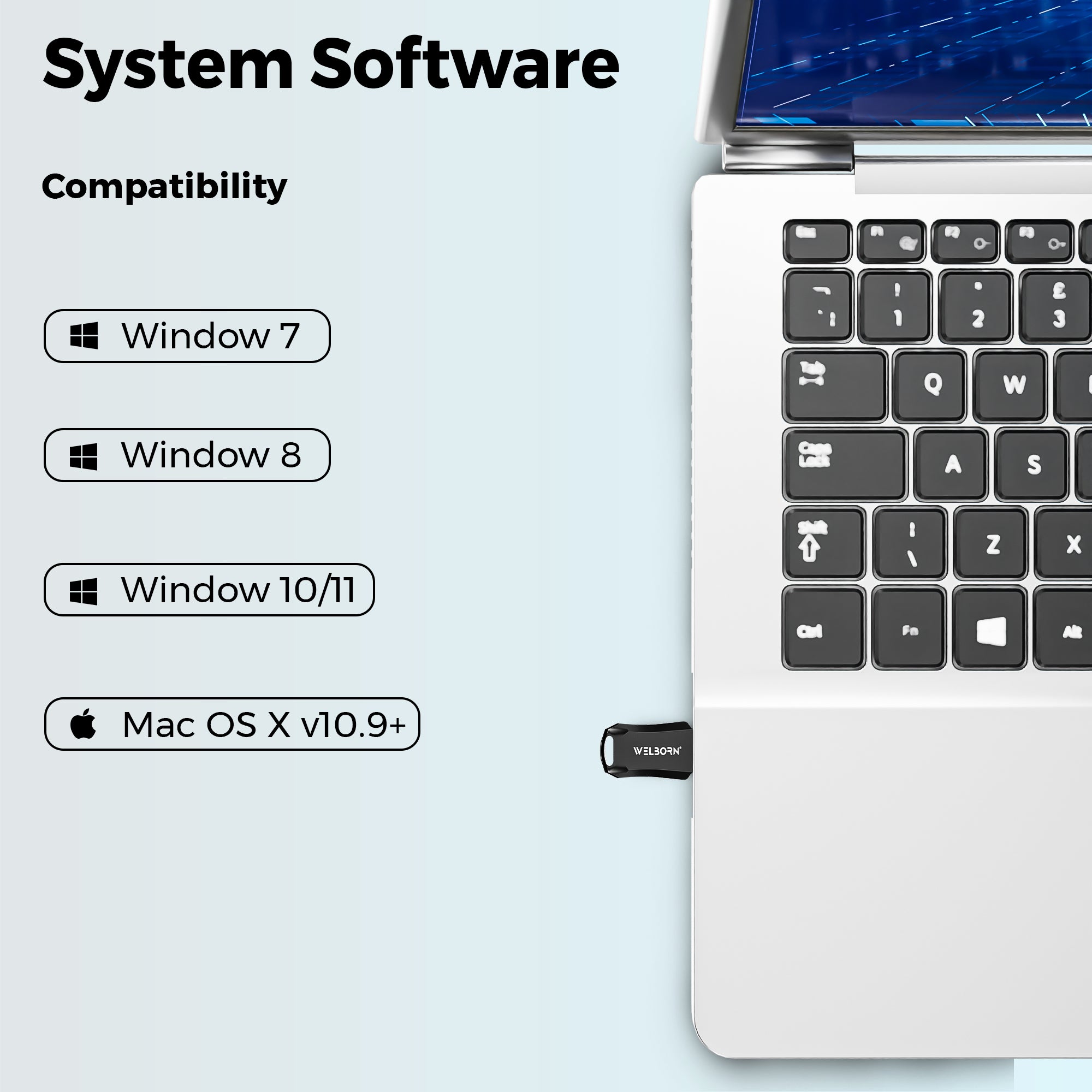 Welborn Plastic Pen Drive 2.0 – Portable Flash Drive for Laptop & Smart TV
