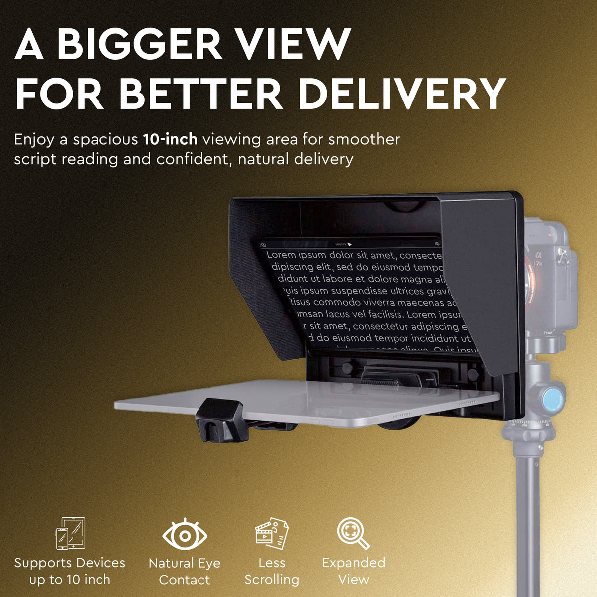 WELBORN 10-Inch Teleprompter for Smartphone, DSLR & Mirrorless Cameras | Bluetooth Remote | Magnetic Phone Holder | Android/iOS Compatible | 9 Lens Adapter Rings