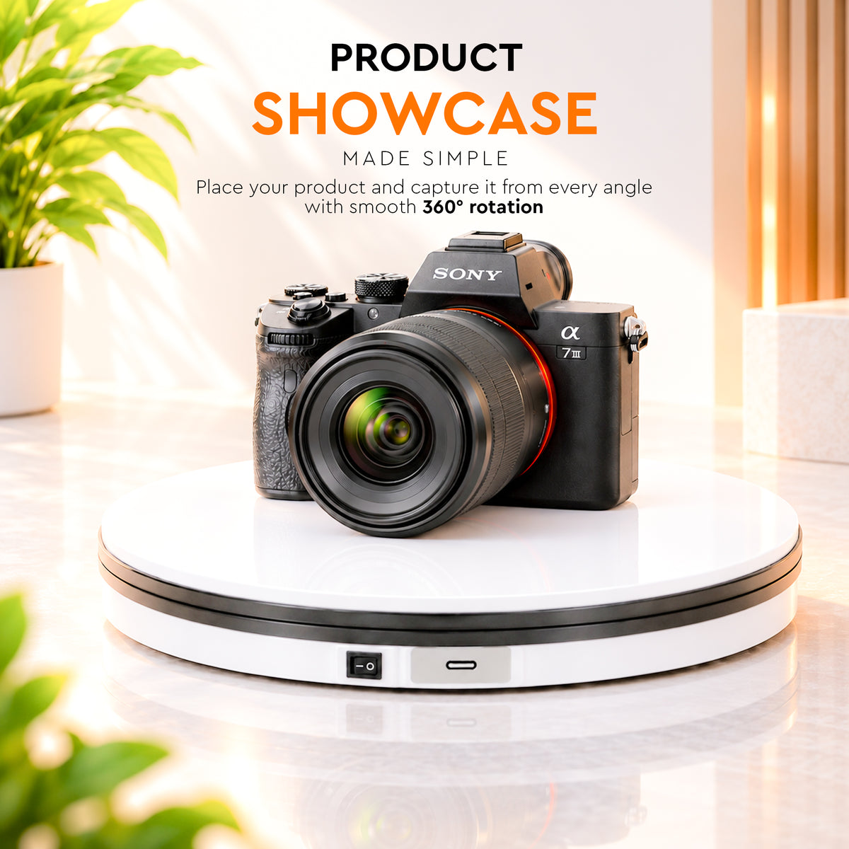 WELBORN 45cm Product Photography Turntable | 40KG Load Capacity | 360° Two-Way Rotation | Up to 120°/Sec Rotation Speed | USB Type-C Charging | Electric Rotating Display Stand for Product Photography, Videography, E-Commerce & Live Streaming