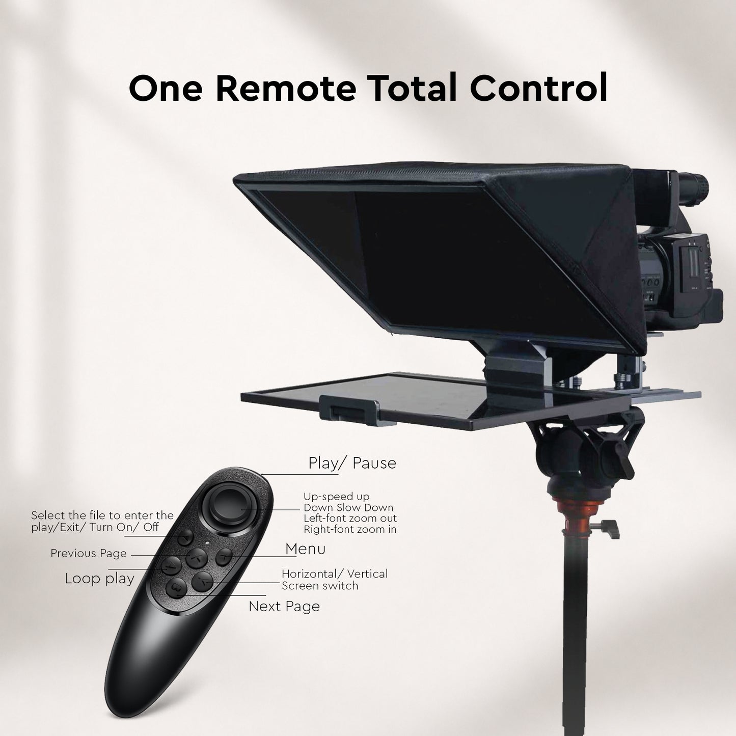WELBORN 16-Inch Professional Teleprompter for Smartphone, DSLR, Mirrorless & Video Cameras | Bluetooth Remote | HD Beam Splitter Glass | Android/iOS Compatible | Universal 1/4" Mount