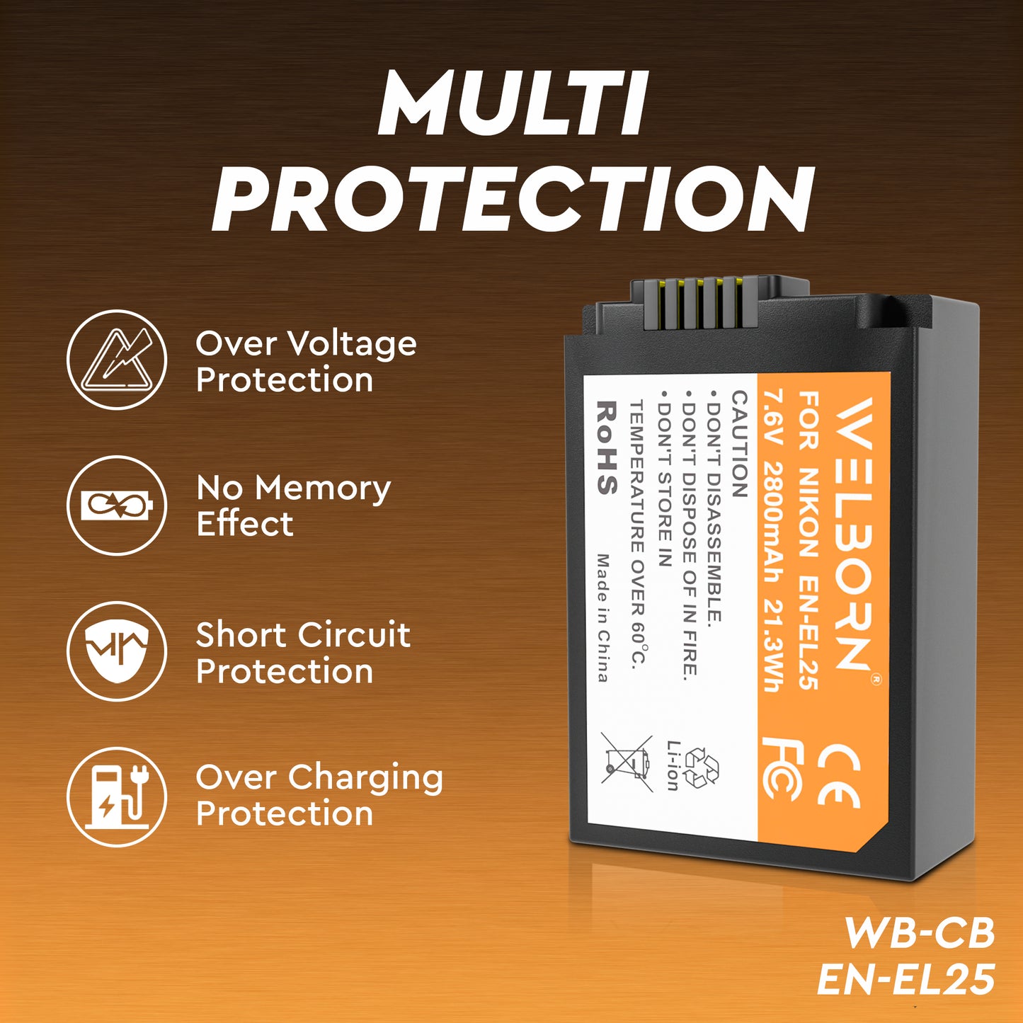 Welborn Camera Battery for Nikon EN-EL25 Battery Compatible with Nikon Z50 and Z Series Cameras