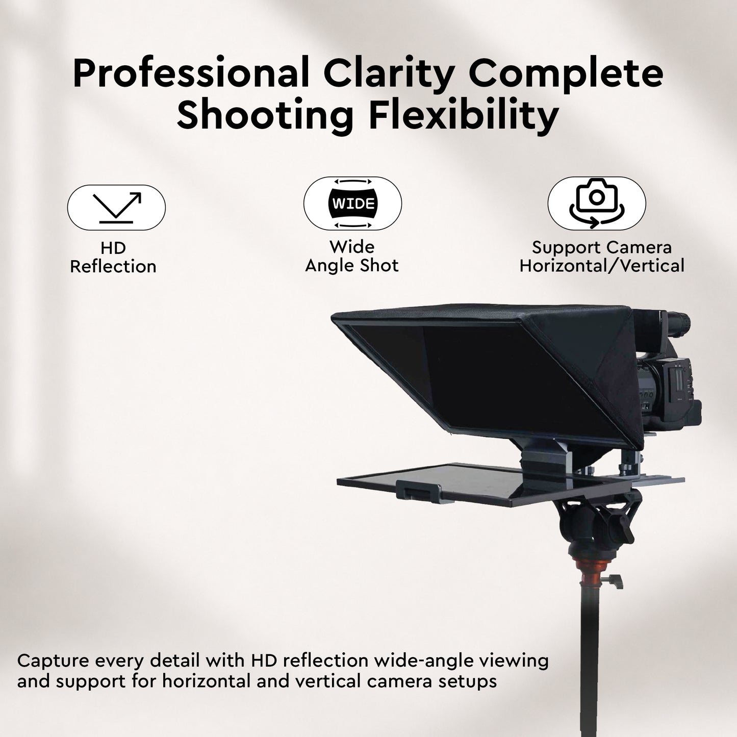 WELBORN 16-Inch Professional Teleprompter for Smartphone, DSLR, Mirrorless & Video Cameras | Bluetooth Remote | HD Beam Splitter Glass | Android/iOS Compatible | Universal 1/4" Mount