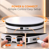 WELBORN 45cm Product Photography Turntable | 40KG Load Capacity | 360° Two-Way Rotation | Up to 120°/Sec Rotation Speed | USB Type-C Charging | Electric Rotating Display Stand for Product Photography, Videography, E-Commerce & Live Streaming