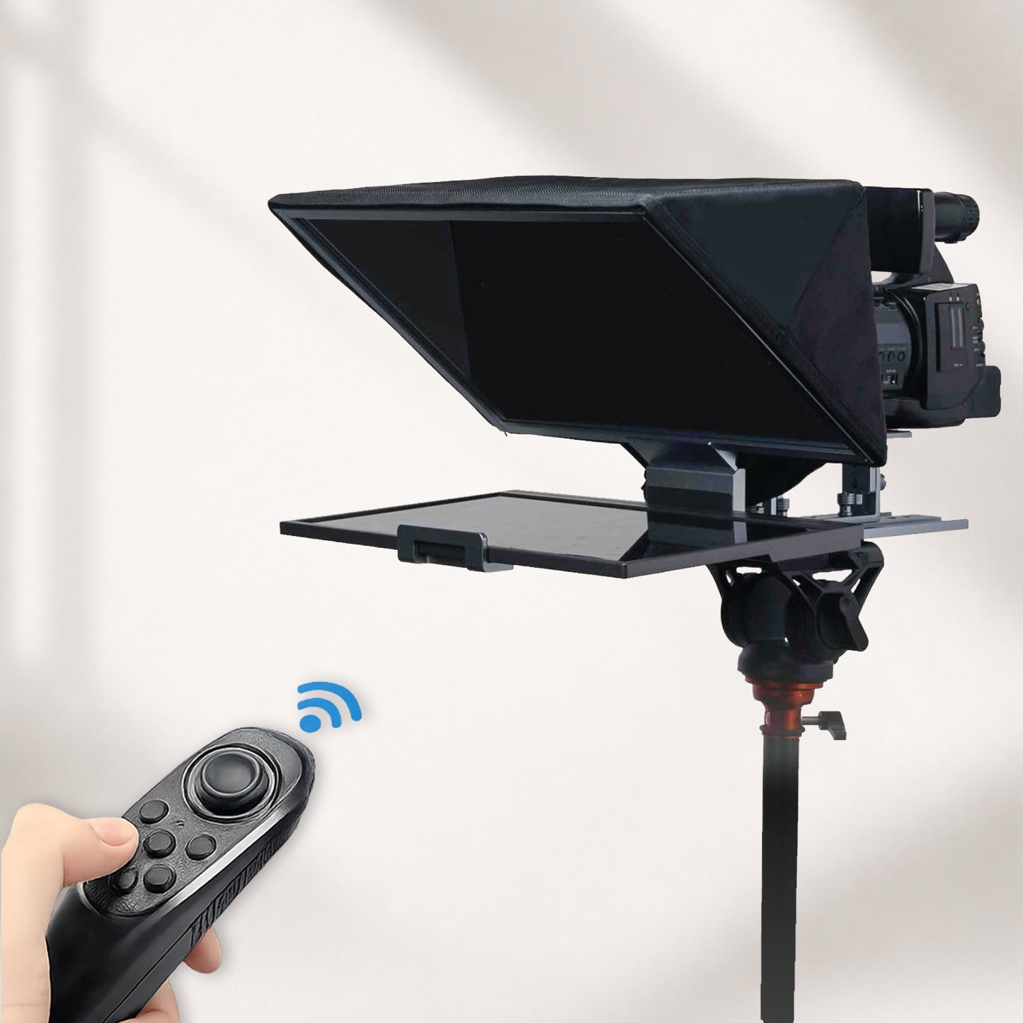 WELBORN 16-Inch Professional Teleprompter for Smartphone, DSLR, Mirrorless & Video Cameras | Bluetooth Remote | HD Beam Splitter Glass | Android/iOS Compatible | Universal 1/4" Mount