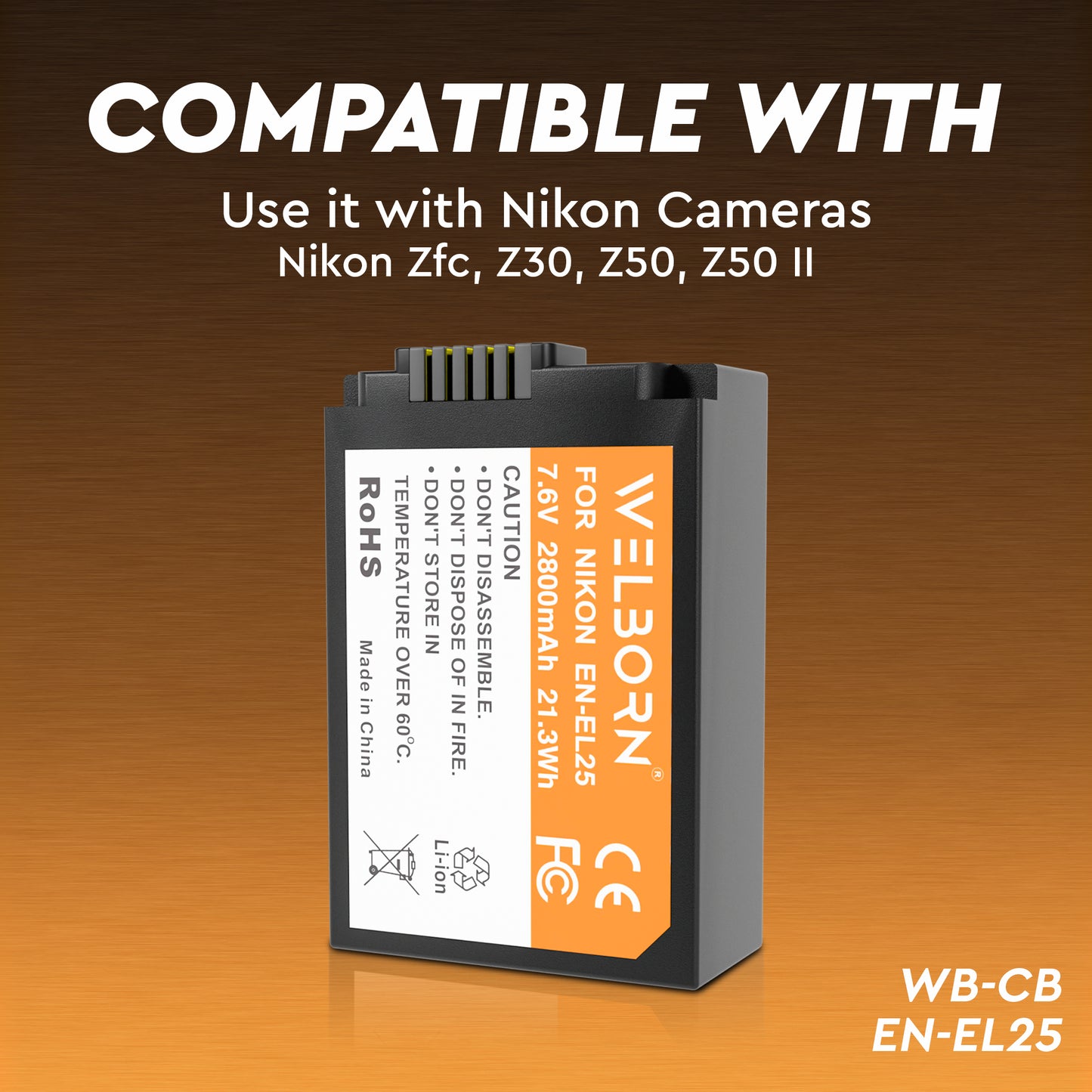 Welborn Camera Battery for Nikon EN-EL25 Battery Compatible with Nikon Z50 and Z Series Cameras