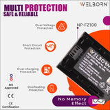 WELBORN NP-FZ100 Platinum Rechargable Battery Pack compatiable with Sony Alpha A1,A9 Mark ii,A9,A7s Mark III,A7 Mark IV A, A7R Mark IV, A7R Mark III A,A7R Mark III,A7c, A7 Mark III, A6600