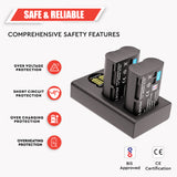 WELBORN EN-EL15 Dual Battery Charger Combo for Nikon Digital Camera D7000, D7100, D7200, D850, D750, D810, D500