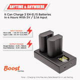 WELBORN EN-EL15 Dual Battery Charger Combo for Nikon Digital Camera D7000, D7100, D7200, D850, D750, D810, D500