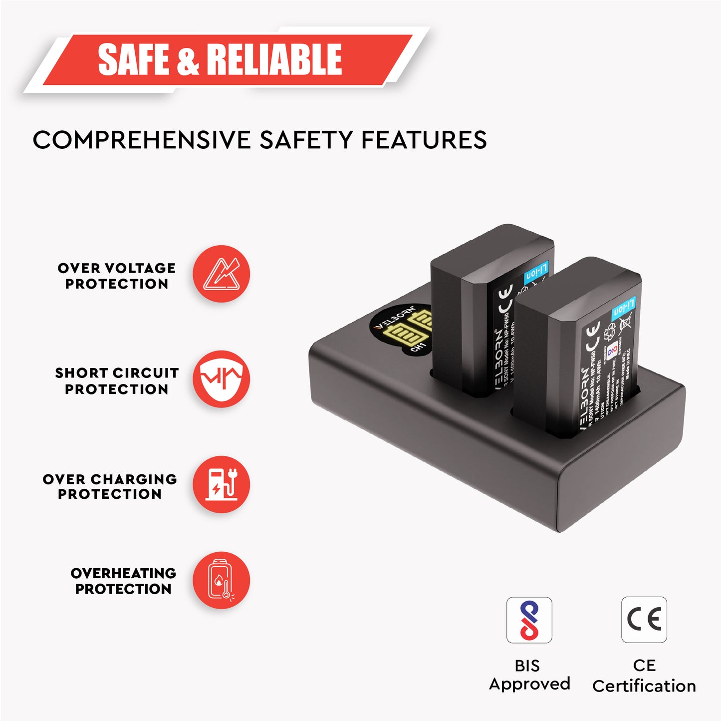 WELBORN NP-FW50 Dual Battery and Charger Combo Pack for Sony NP-FW50 Battery for A7/A7II/A7R A5100 NEX6 A6000 Cameras
