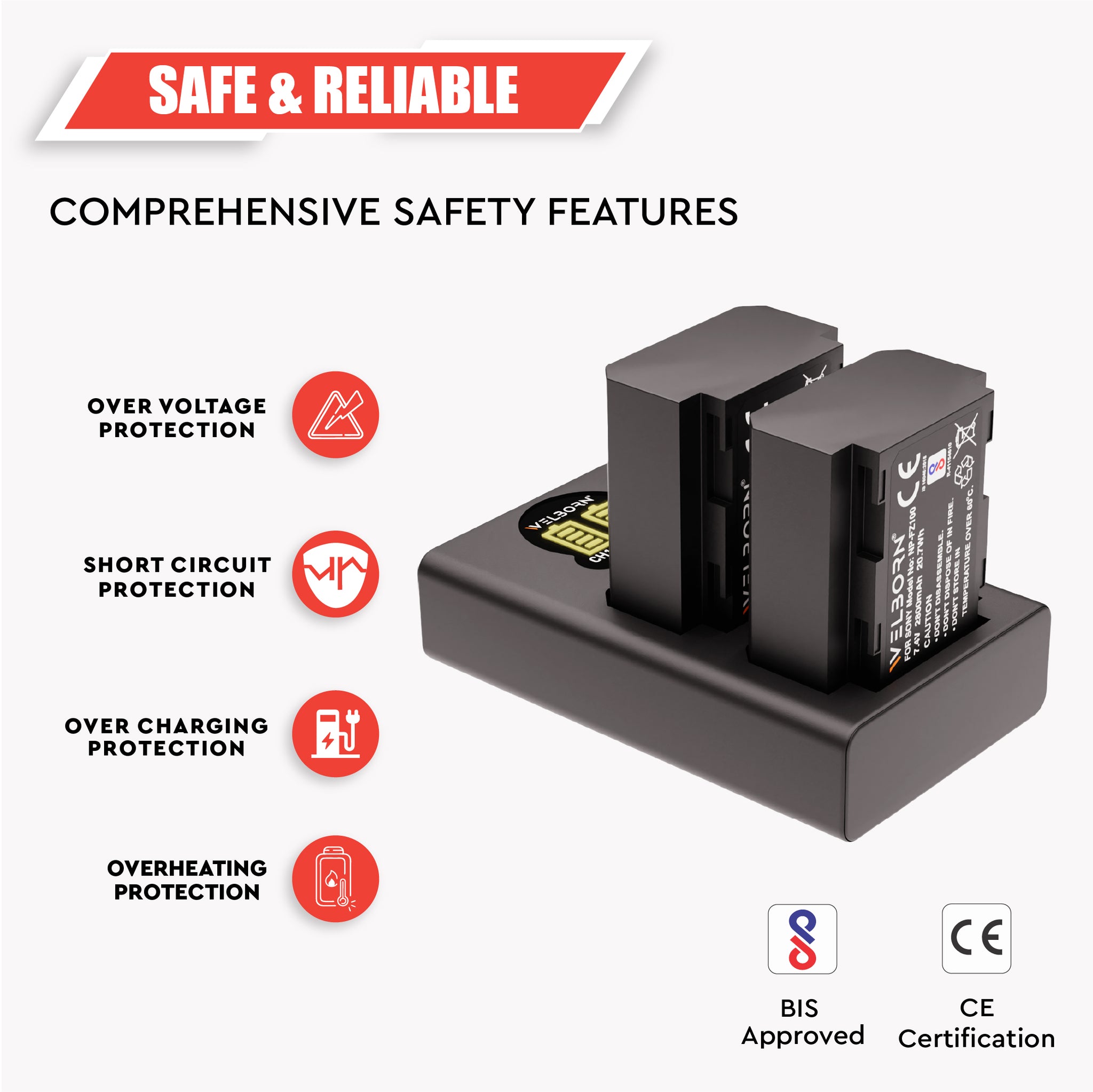 WELBORN NP-FZ100 Dual Battery and Charger Combo Pack for Sony NP-FZ100 Battery - Compatible with Sony Alpha A1 A7 III A7 IV A7C A7C II