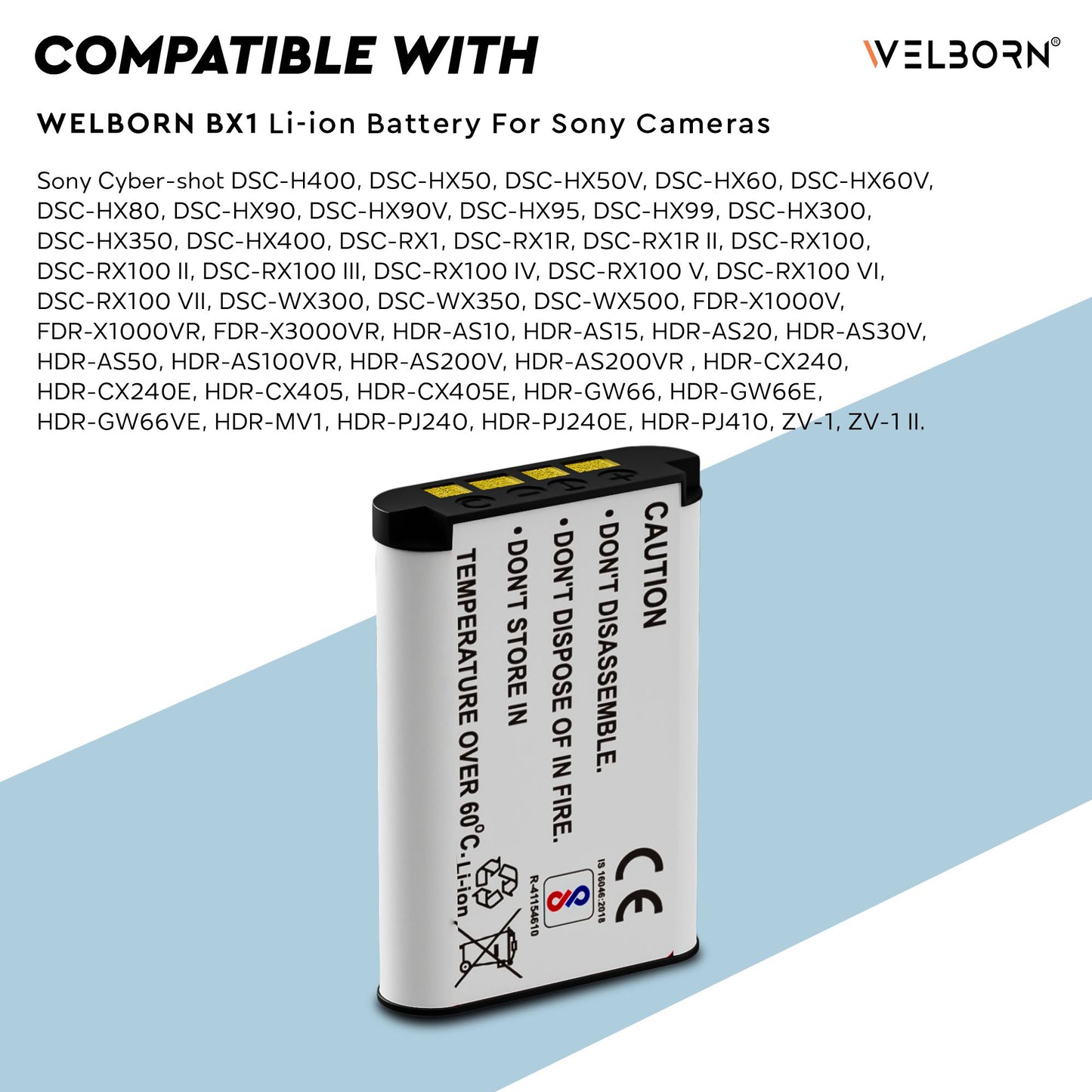 WELBORN NP-BX1 Jumbo (1600 mAh) Rechargable Battery Pack