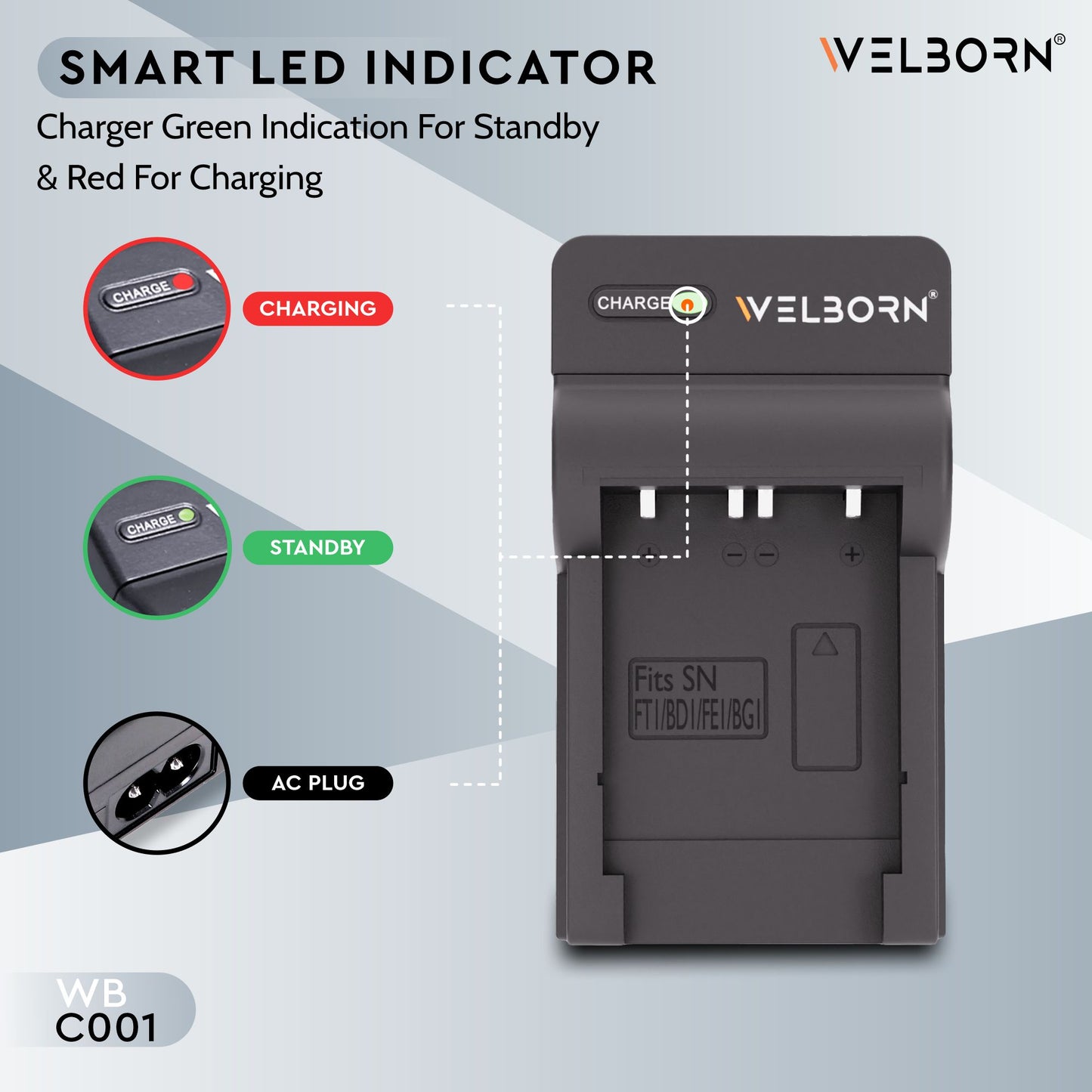 Welborn Camera Battery Charger for BD1 Battery Compatible with Panasonic PV-BP18, PV-BP15, PV-BP22 Camcorder Batteries