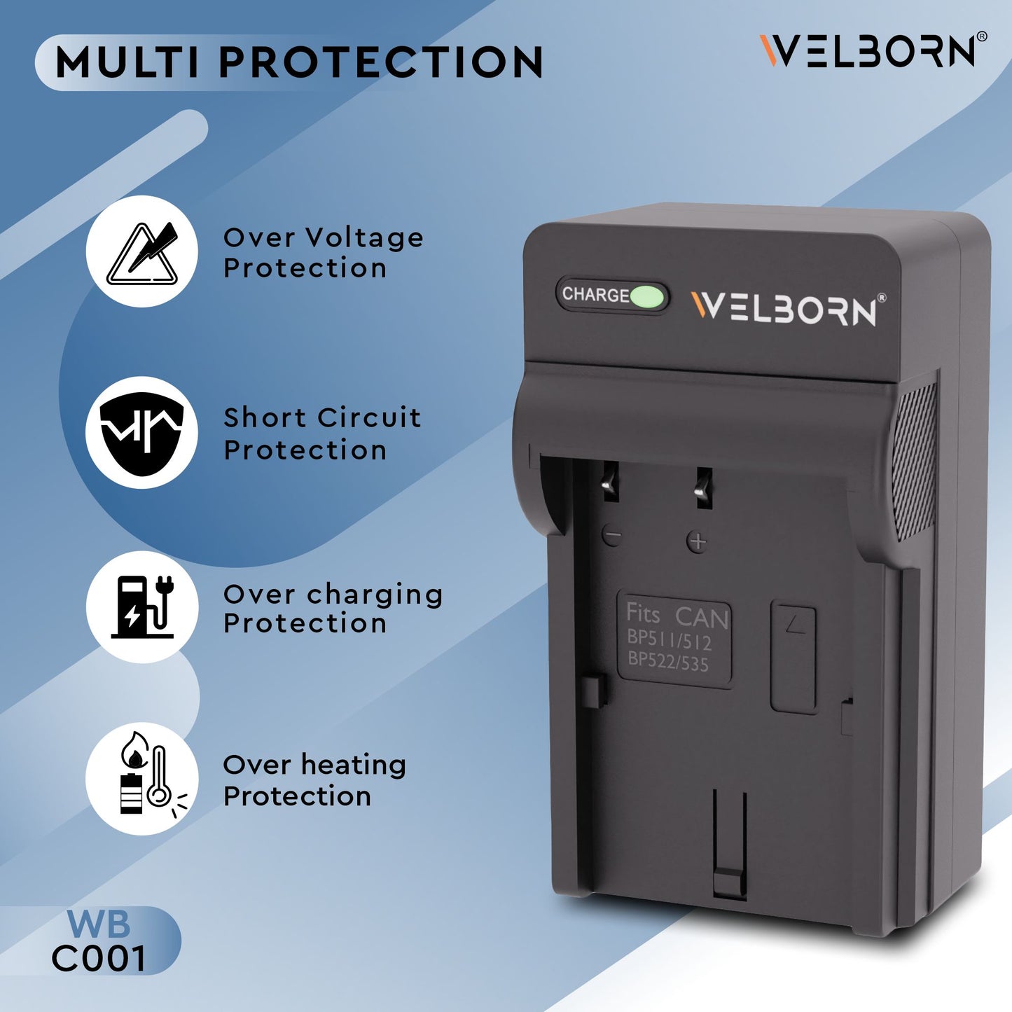 Welborn Camera Battery Charger for Canon BP-511 Battery Compatible with Canon EOS 10D, 20D, 30D, 40D, 50D, 5D Digital Cameras