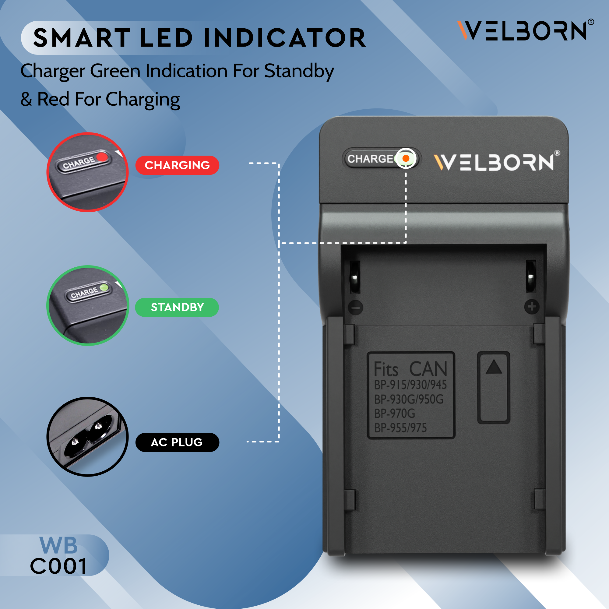 Welborn Camera Battery Charger for Canon Camera Battery BP-970G Compatible with Canon Camcorders & Video Cameras