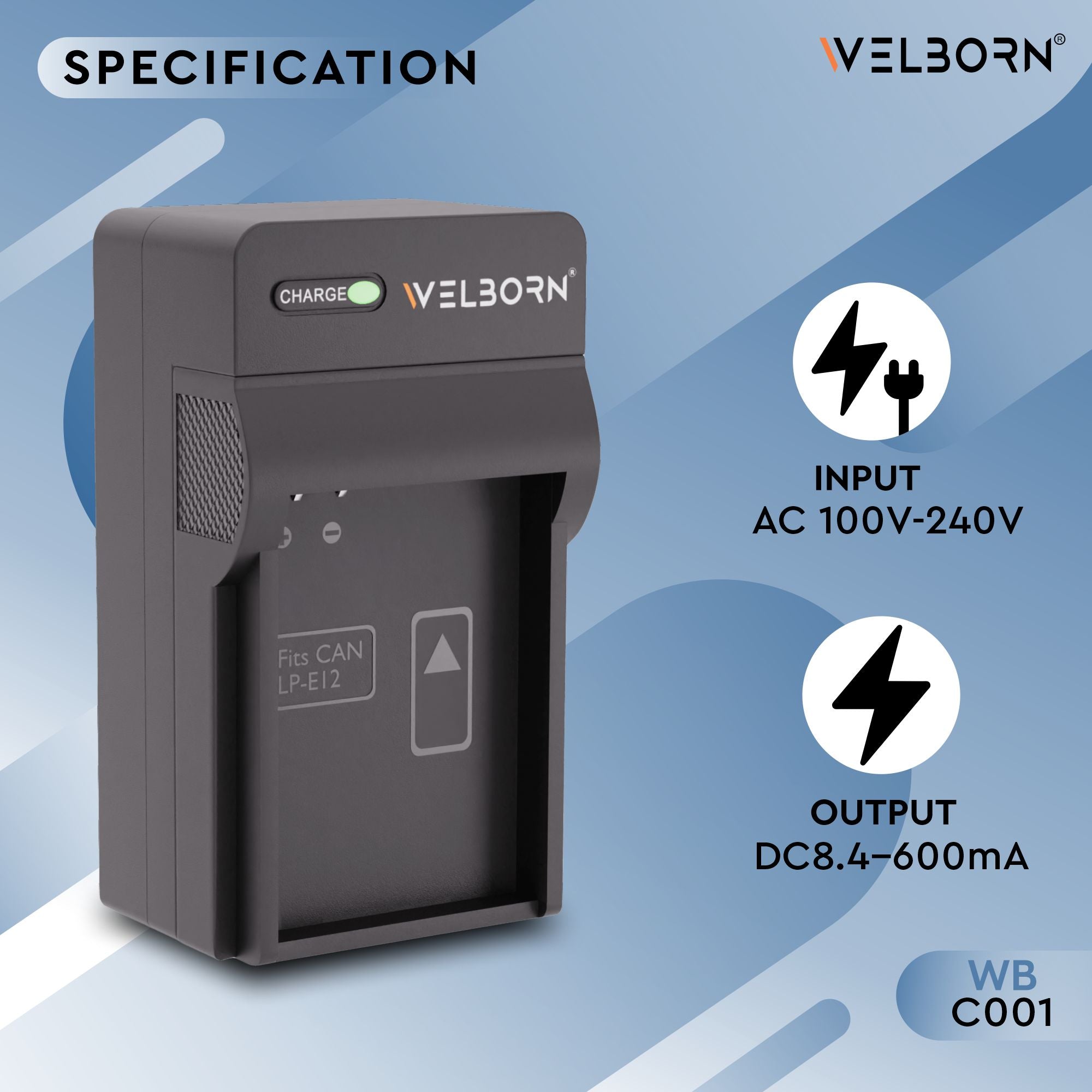 Welborn Camera Battery Charger for Canon LP-E12 Battery Compatible with Canon EOS M, EOS M2, EOS M10, EOS M50, EOS 100D Cameras