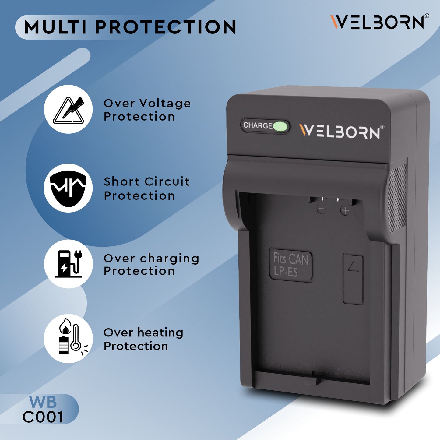 Welborn Camera Battery Fast Charger for LP-E5 | High-Speed Charger for DSLR Camera Battery