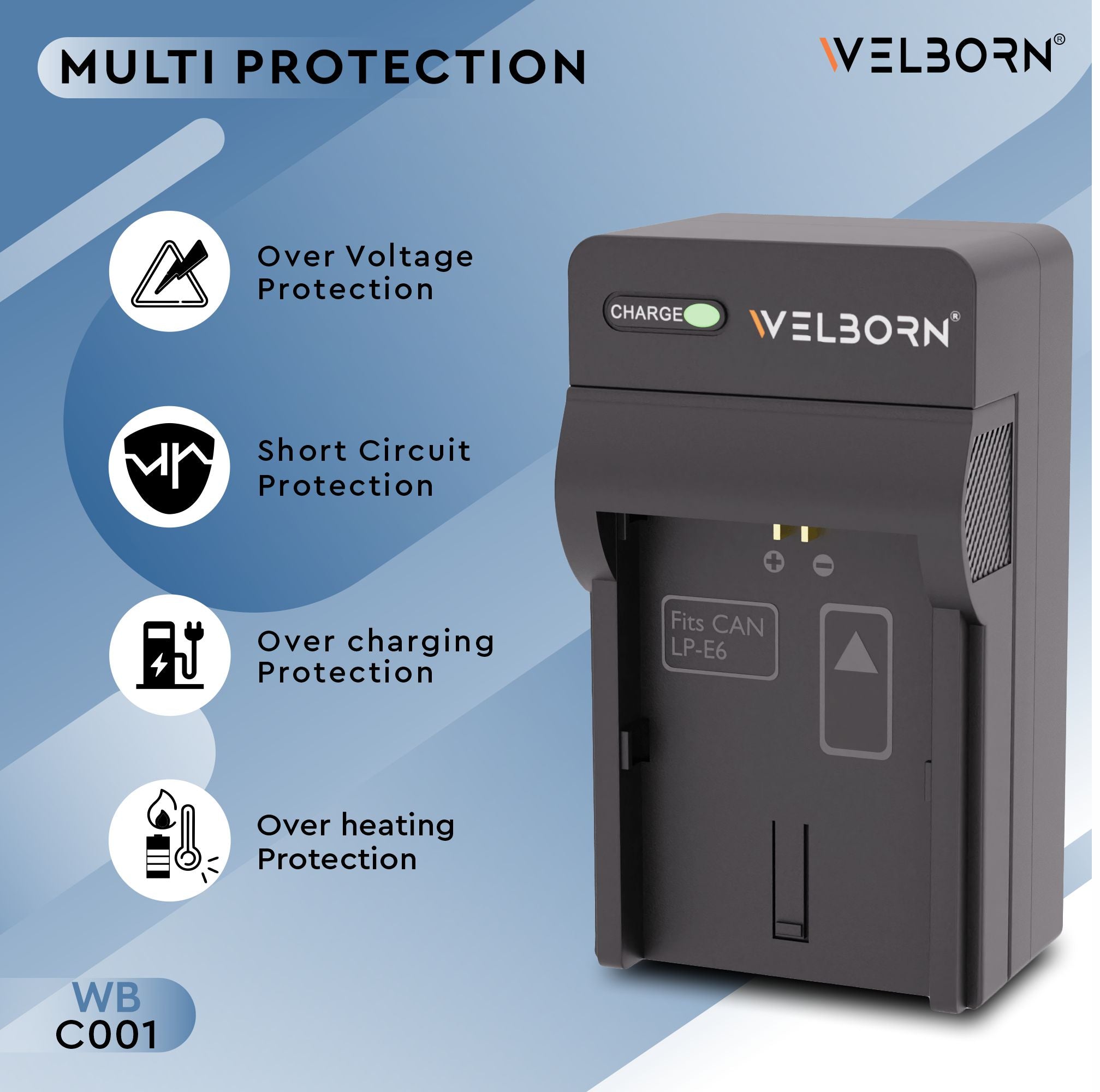 Welborn Camera Battery Charger for Canon LP-E6 / LPE6N / LP-E6NH Battery Compatible with Canon EOS 5D Mark II - 5D Mark IV, EOS 5DS - EOS 6D, 6D Mark II, EOS 7D - 7D Mark II, EOS 60D - EOS 80D, XC10 R5 - R6 II