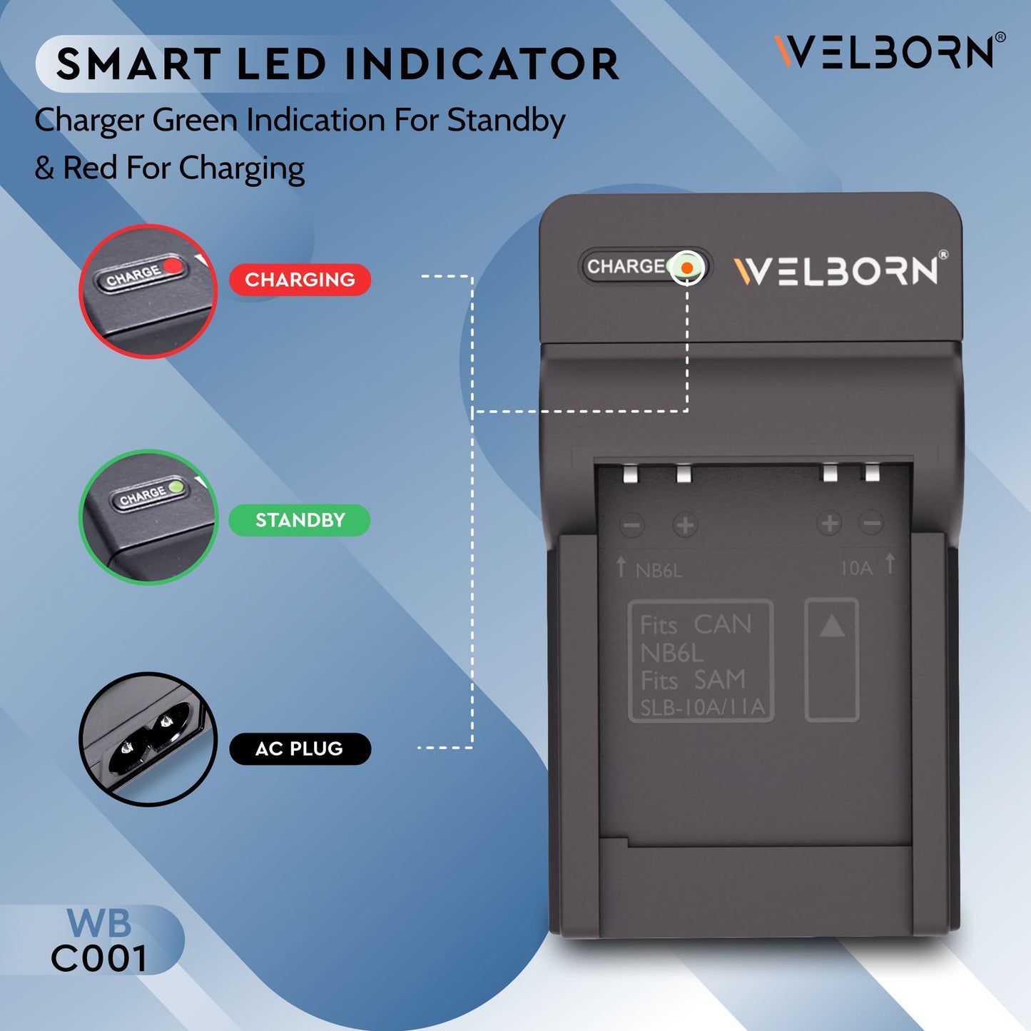 Welborn High-Speed Battery Charger for NB-6L | Smart & Safe Camera Charger