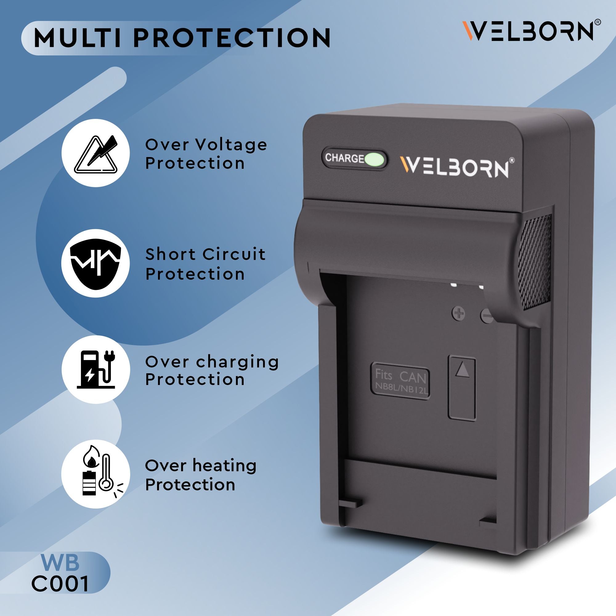 Welborn Camera Battery Charger for Canon Camera Battery NB-8L Compatible with Canon PowerShot A2200, A3000, A3100, A3200, A3300 Cameras