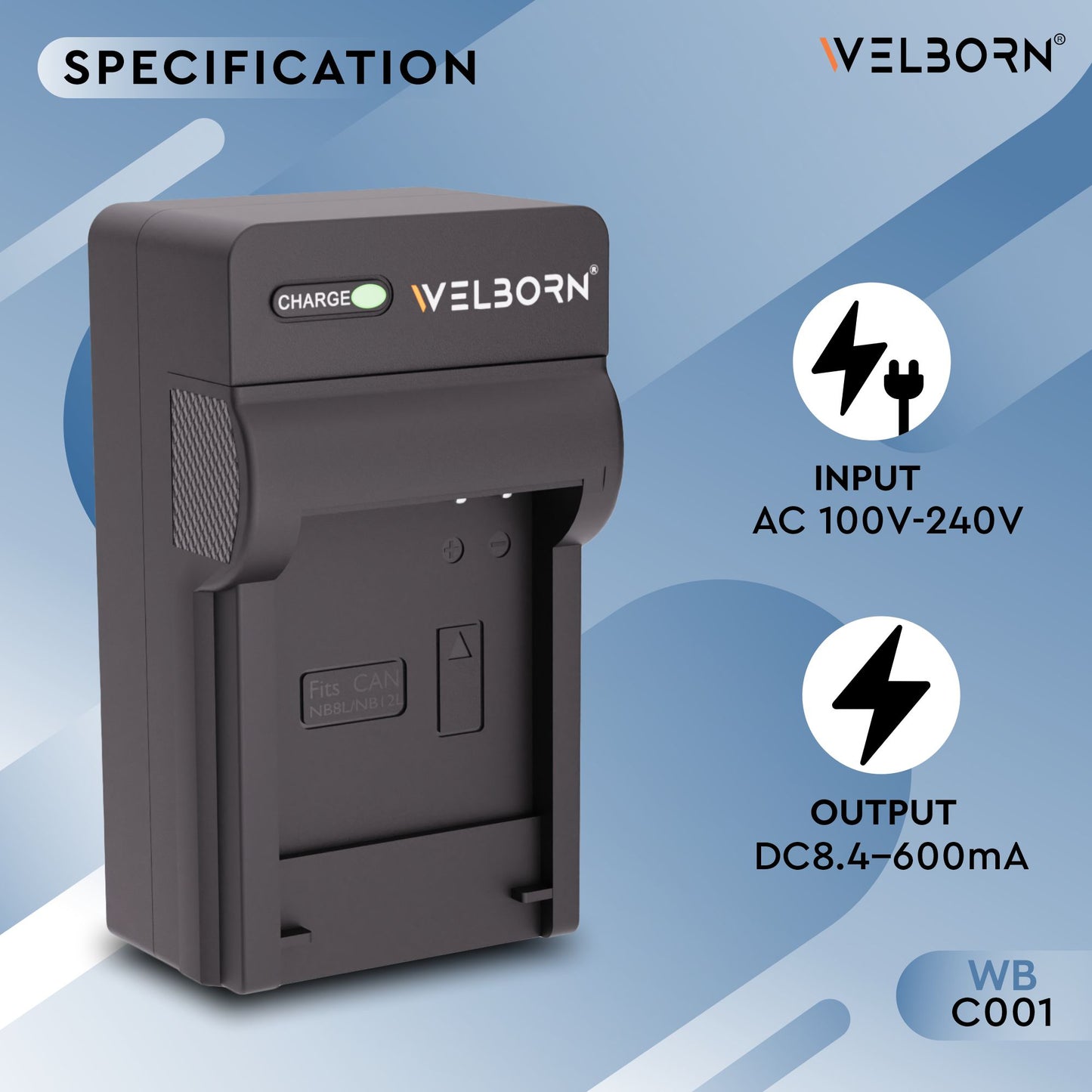 Welborn Camera Battery Charger for Canon Camera Battery NB-8L Compatible with Canon PowerShot A2200, A3000, A3100, A3200, A3300 Cameras