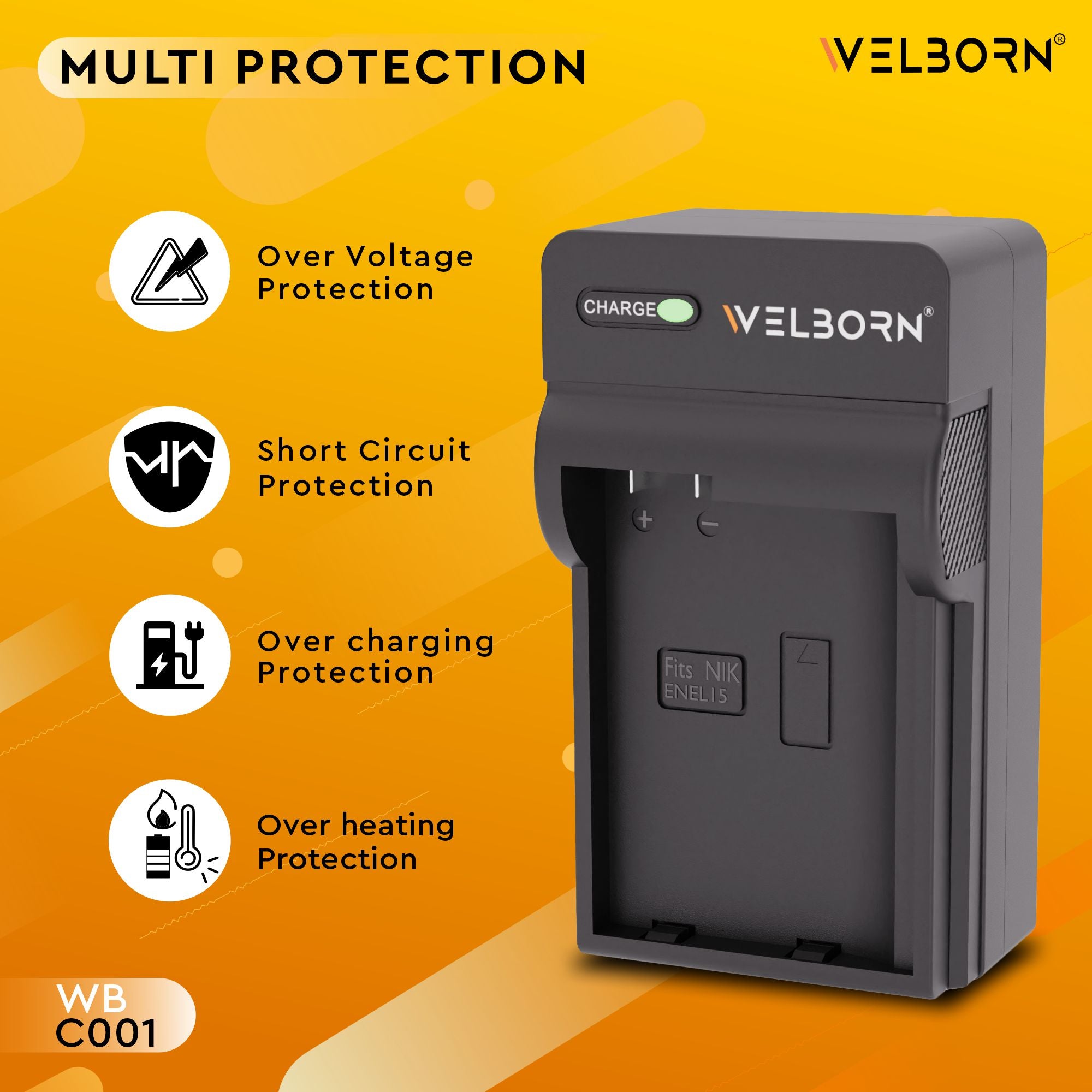 Welborn EN-EL15 Camera Battery Charger for Z7 Z7 Z6 Z6 Z5 D850 D810 D810E D810A D780 D750 D7500 D7200 D7100 D610 D600 D500 More
