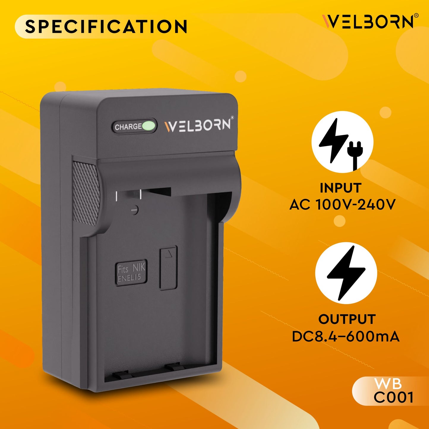 Welborn EN-EL15 Camera Battery Charger for Z7 Z7 Z6 Z6 Z5 D850 D810 D810E D810A D780 D750 D7500 D7200 D7100 D610 D600 D500 More