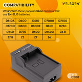 Welborn EN-EL15 Camera Battery Charger for Z7 Z7 Z6 Z6 Z5 D850 D810 D810E D810A D780 D750 D7500 D7200 D7100 D610 D600 D500 More