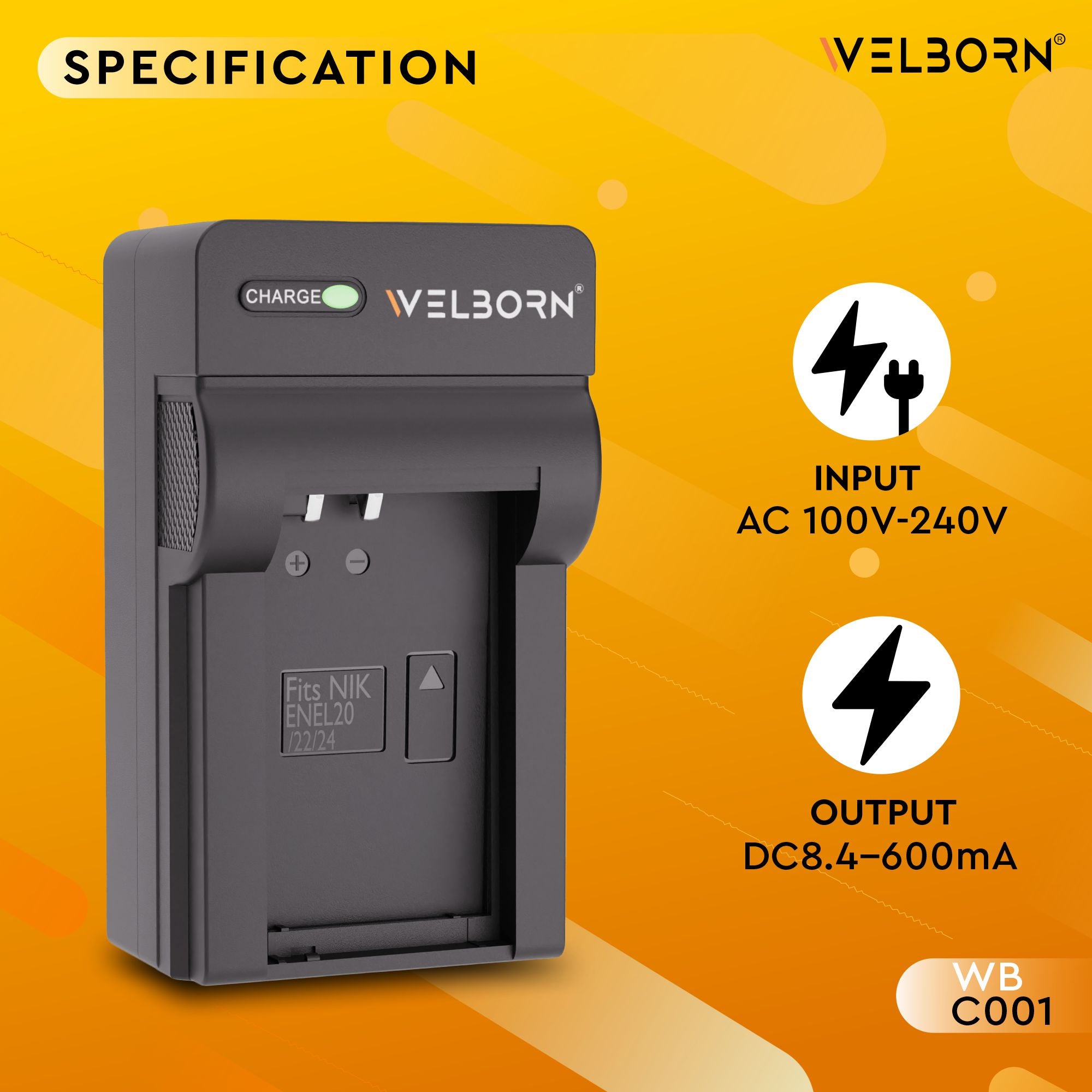 Welborn C001 Camera Battery Charger for EN-EL20 | Fast & Safe Charging