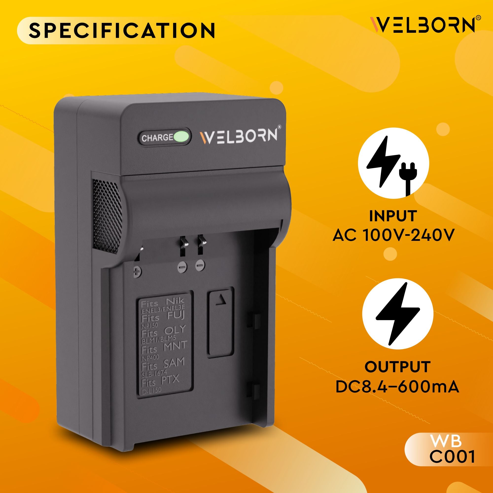 Welborn Camera Battery Charger for Nikon EN-EL3 Battery Compatible with Nikon D50, D70, D80, D90, D100, D200, D300 Cameras