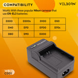 Welborn Camera Battery Charger for Nikon EN-EL3 Battery Compatible with Nikon D50, D70, D80, D90, D100, D200, D300 Cameras
