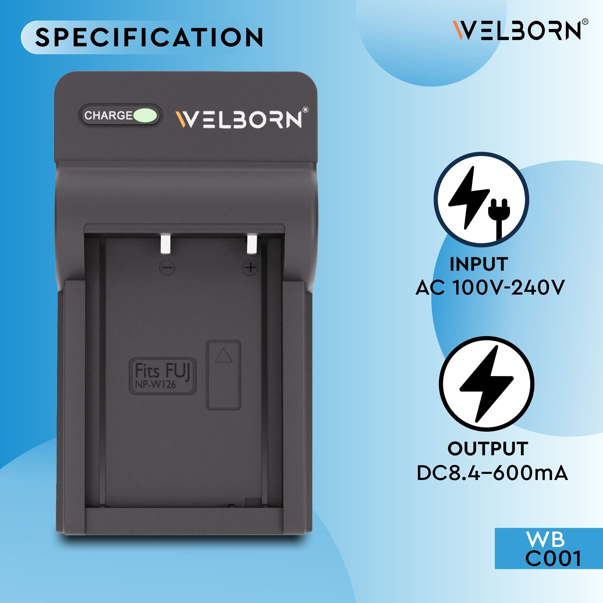 Welborn Camera Battery Charger for Fujifilm Camera Battery NP-W126 Compatible with Fujifilm X Series Cameras