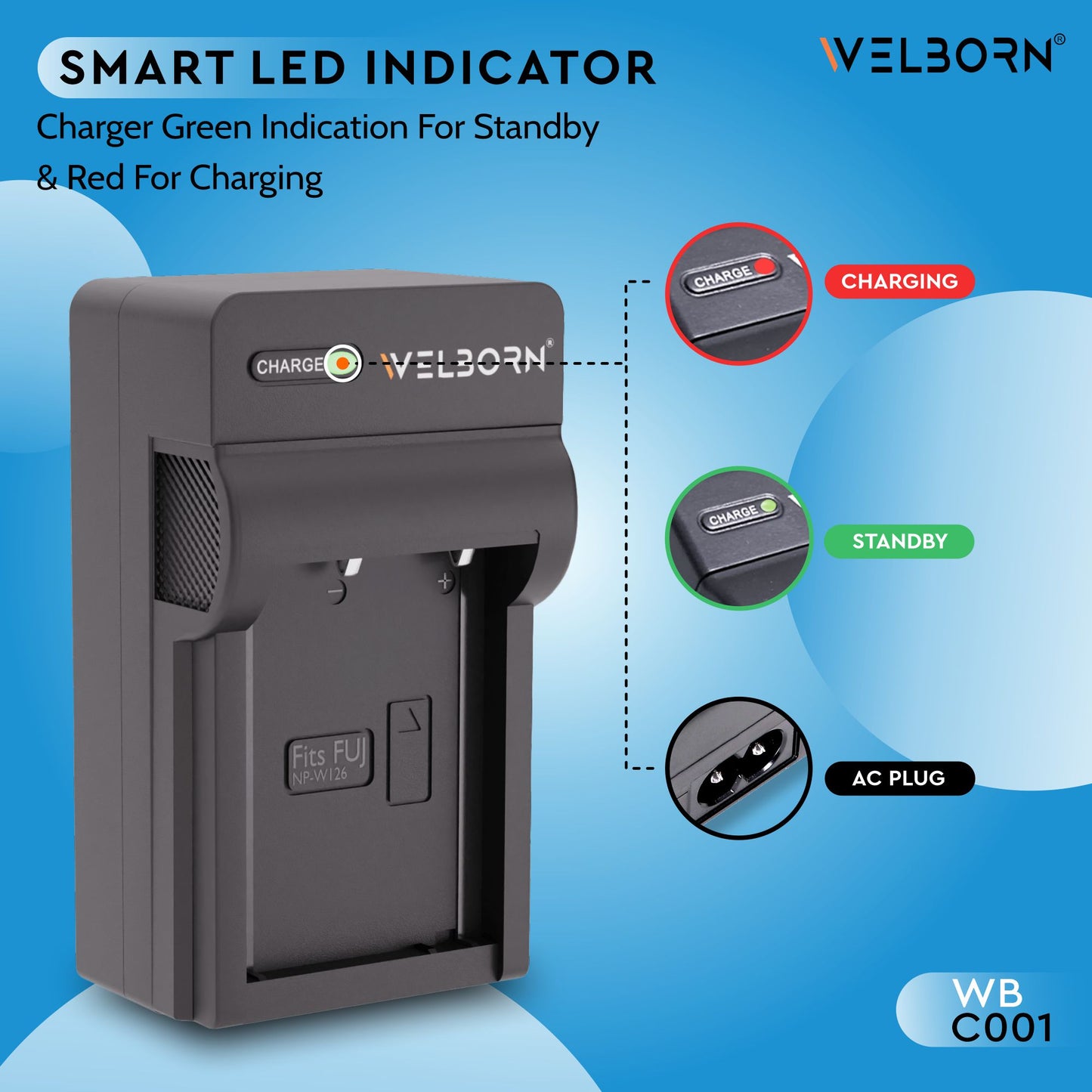 Welborn Camera Battery Charger for Fujifilm Camera Battery NP-W126 Compatible with Fujifilm X Series Cameras