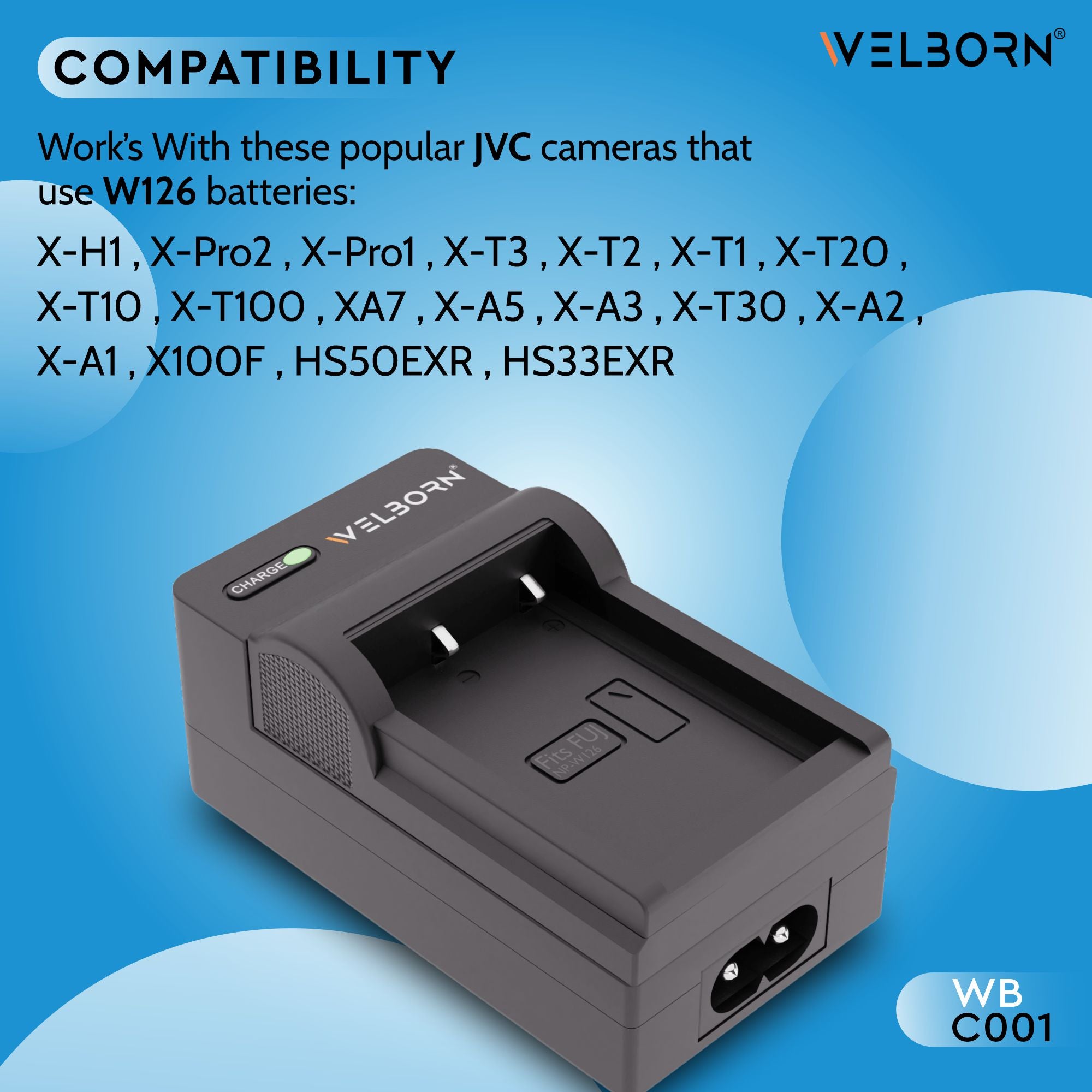 Welborn Camera Battery Charger for Fujifilm Camera Battery NP-W126 Compatible with Fujifilm X Series Cameras