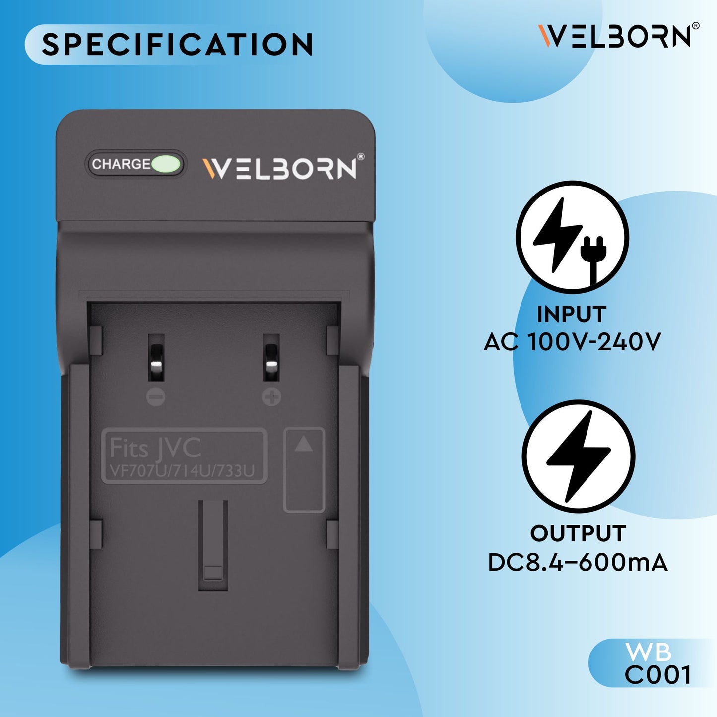 WELBORN BN-VF733  Platinum Lithium-ion Battery Compatible with GR-D350, GR-D370, GR-D395, GR-D396, GR-D650, GR-DF450, GZ-MG21, GZ-MG27, GZ-MG30, GZ-MG37, GZ-MG57, GZ-MG77