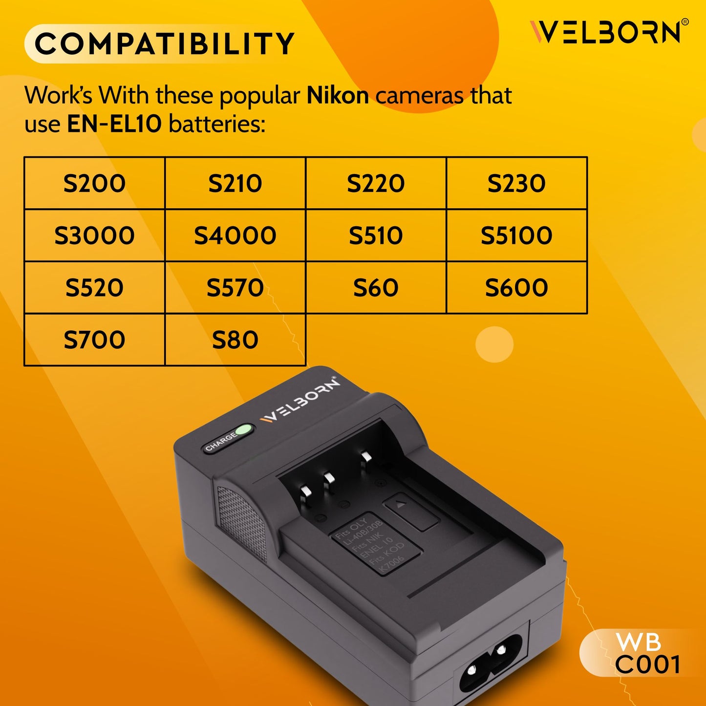 Welborn Camera Battery Charger for EN-EL10 | Compact & Efficient Power Adapter