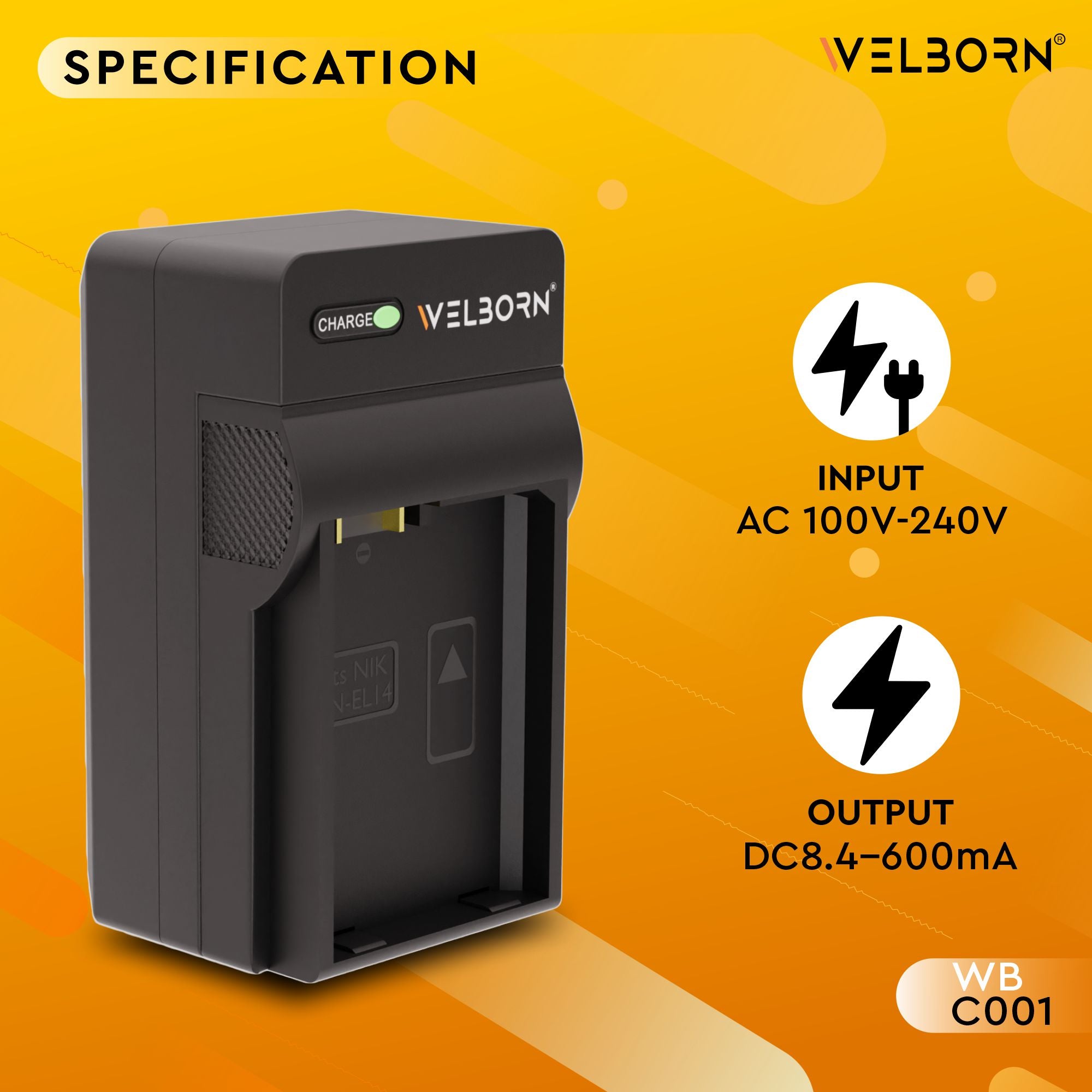 WELBORN Charger for ENEL14 Battery Pack Compatible with Nikon Digital Cameras D3100 D3200 D3300 D3400 D3500 D5100 D5200 D5300 D5500 D5600 | Coolpix P7000 P7100 P7200 P7700 P7800 Df