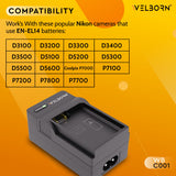 WELBORN Charger for ENEL14 Battery Pack Compatible with Nikon Digital Cameras D3100 D3200 D3300 D3400 D3500 D5100 D5200 D5300 D5500 D5600 | Coolpix P7000 P7100 P7200 P7700 P7800 Df