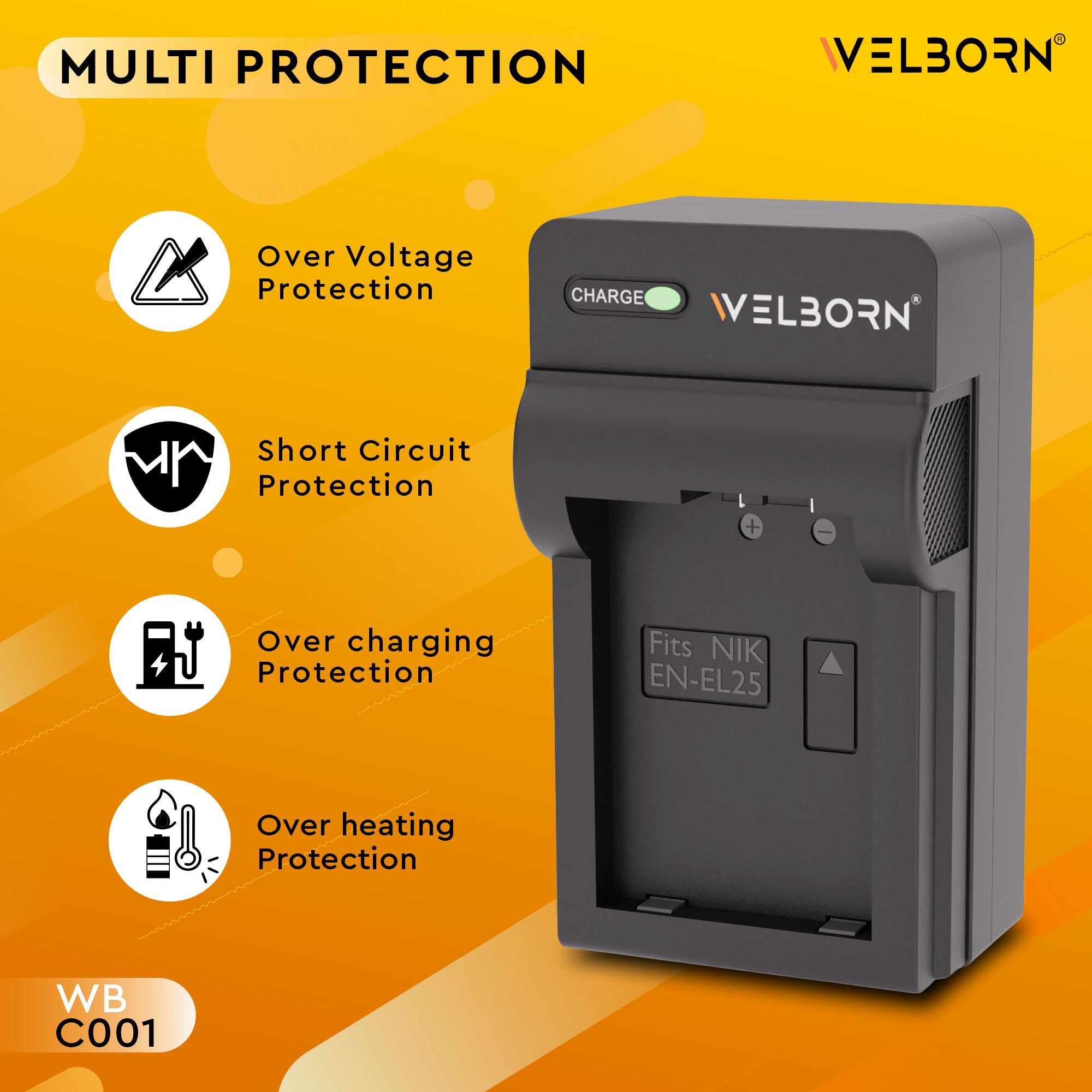 Welborn Fast Battery Charger for EN-EL25 | Mirrorless Camera Charging Solution