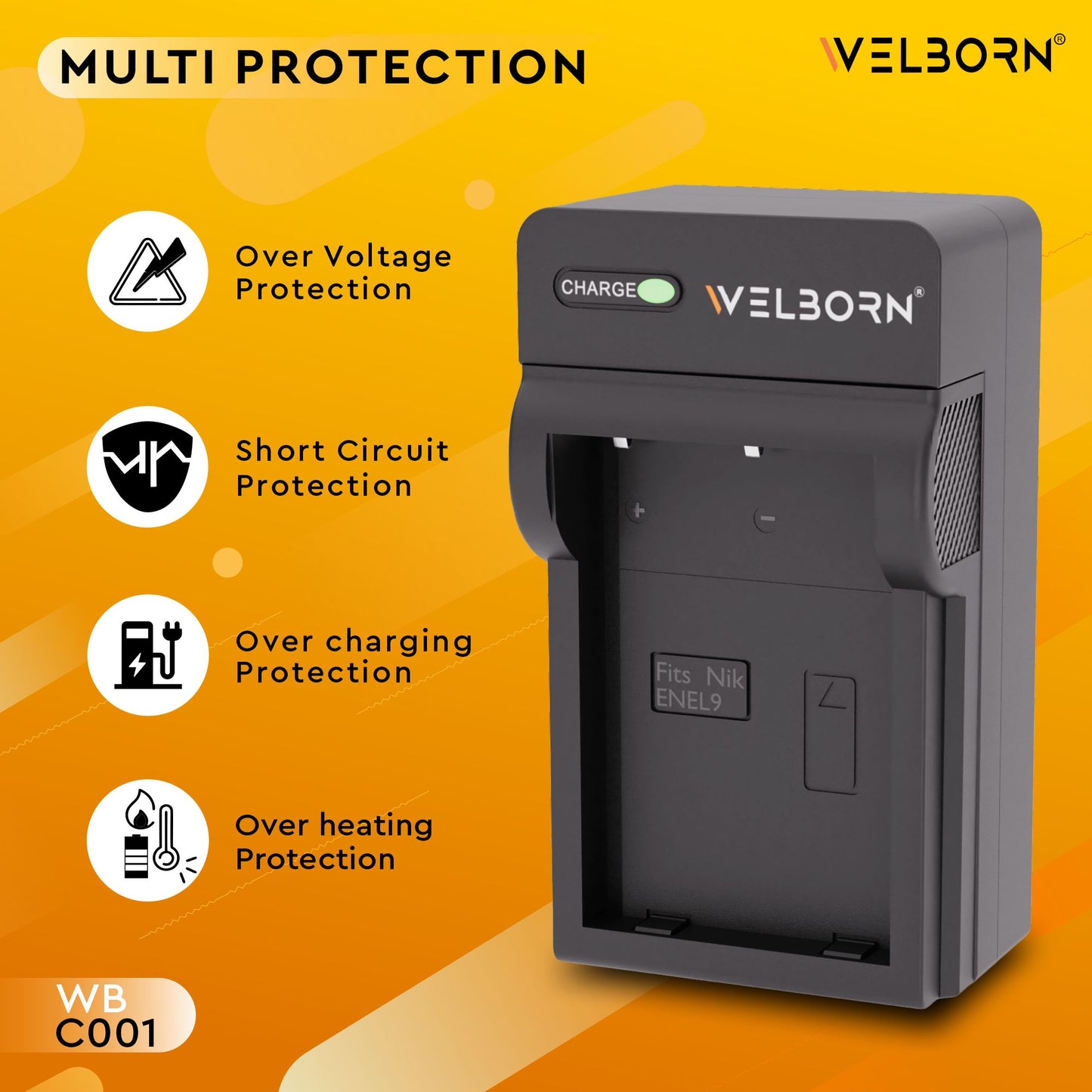 Welborn Camera Battery Charger for Nikon EN-EL9 Battery Compatible with Nikon D40, D40X, D60, D3000, D5000 Cameras