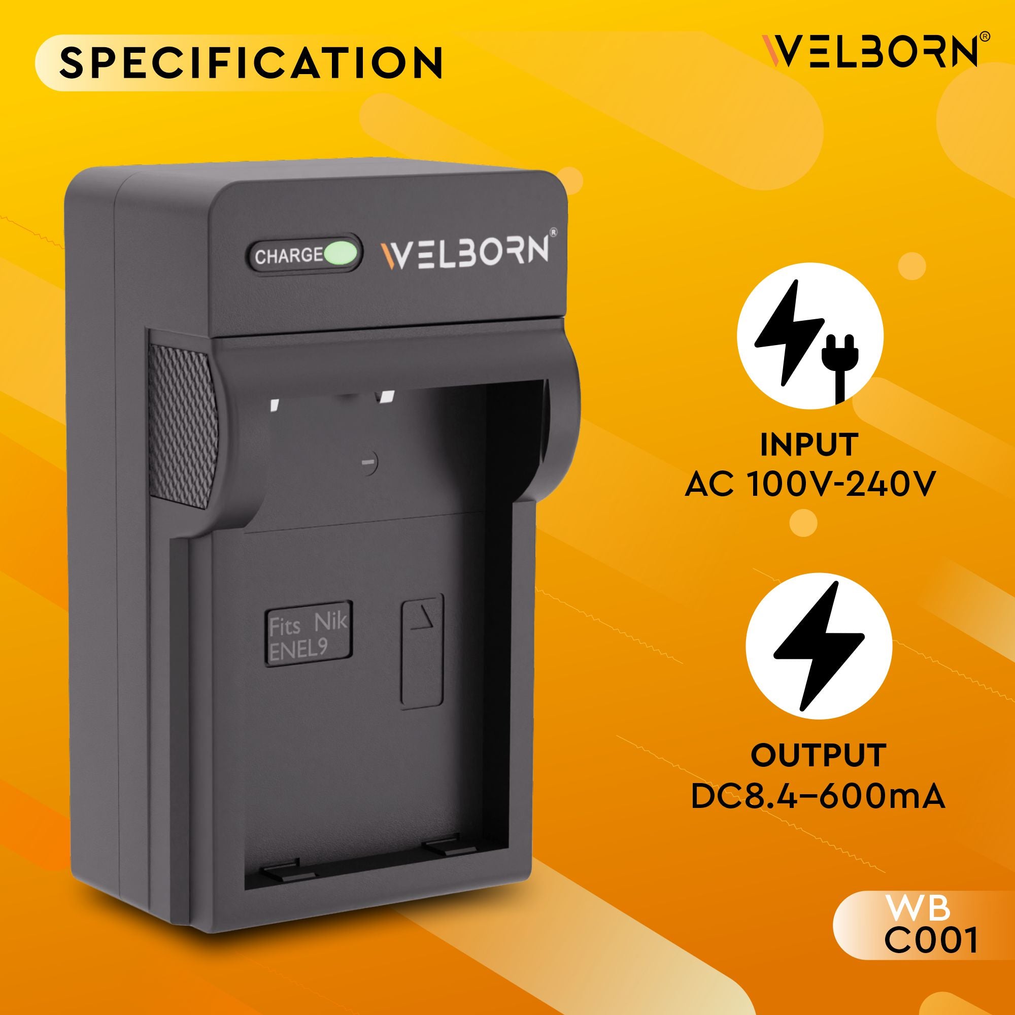 Welborn Camera Battery Charger for Nikon EN-EL9 Battery Compatible with Nikon D40, D40X, D60, D3000, D5000 Cameras