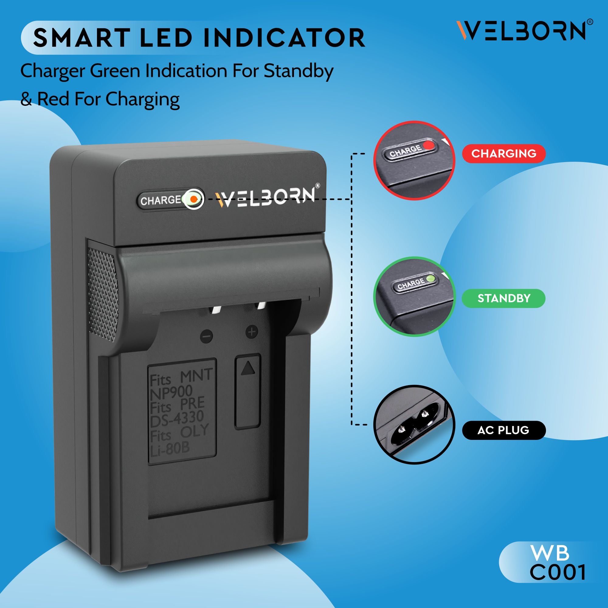 Welborn Camera Battery Charger for Sony Camera Battery NP-900 Compatible with Sony Camcorders & Video Cameras