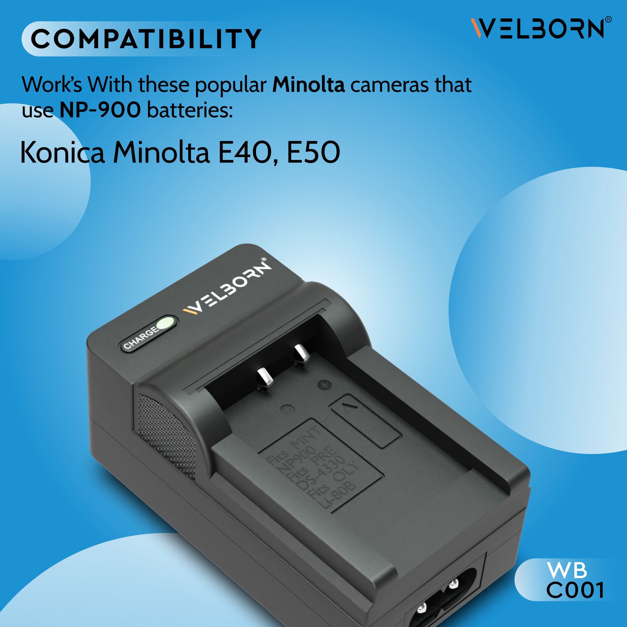 Welborn Camera Battery Charger for Sony Camera Battery NP-900 Compatible with Sony Camcorders & Video Cameras