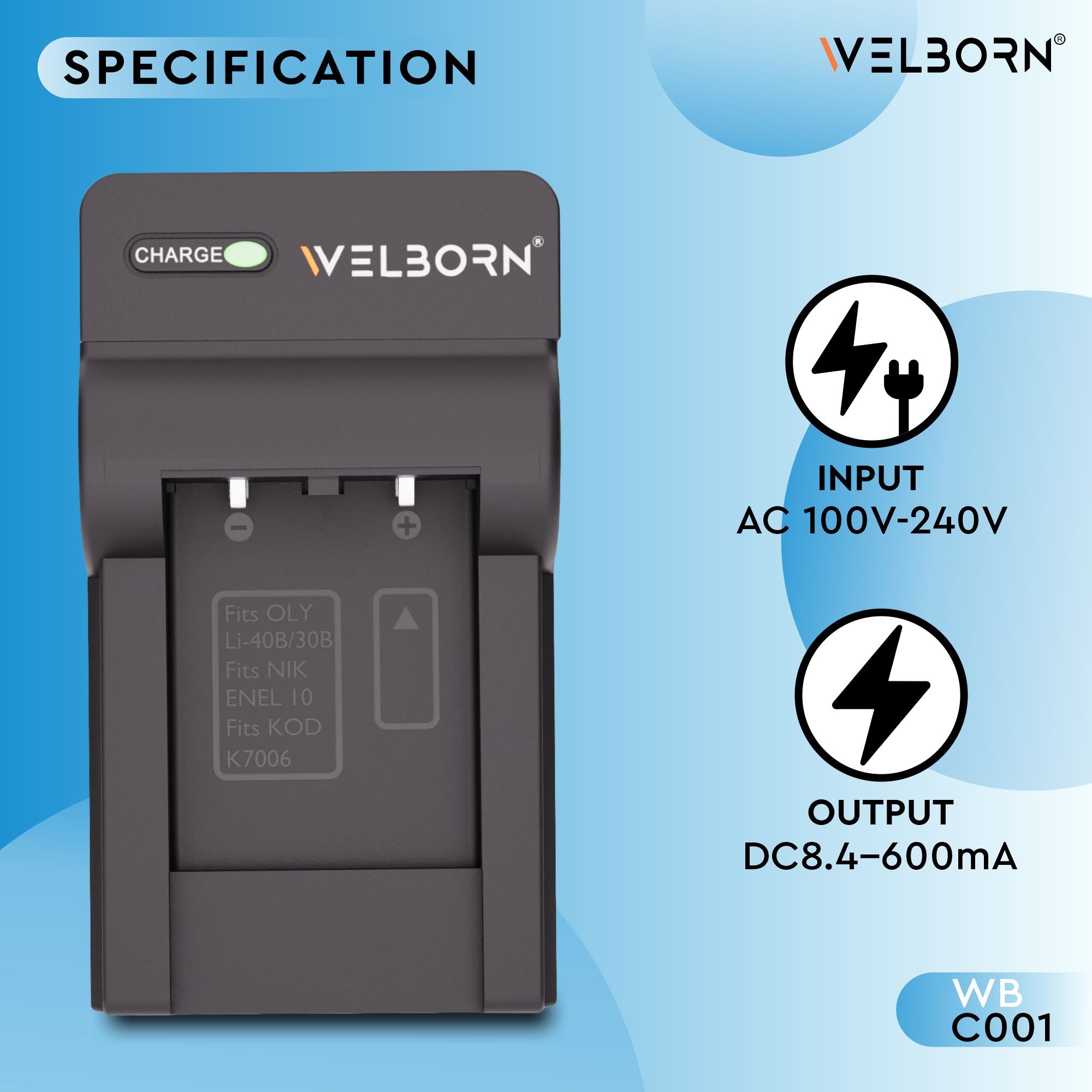 Welborn Camera Battery Charger for Camera Battery LI-40B/ 42B Compatible with Digital Cameras